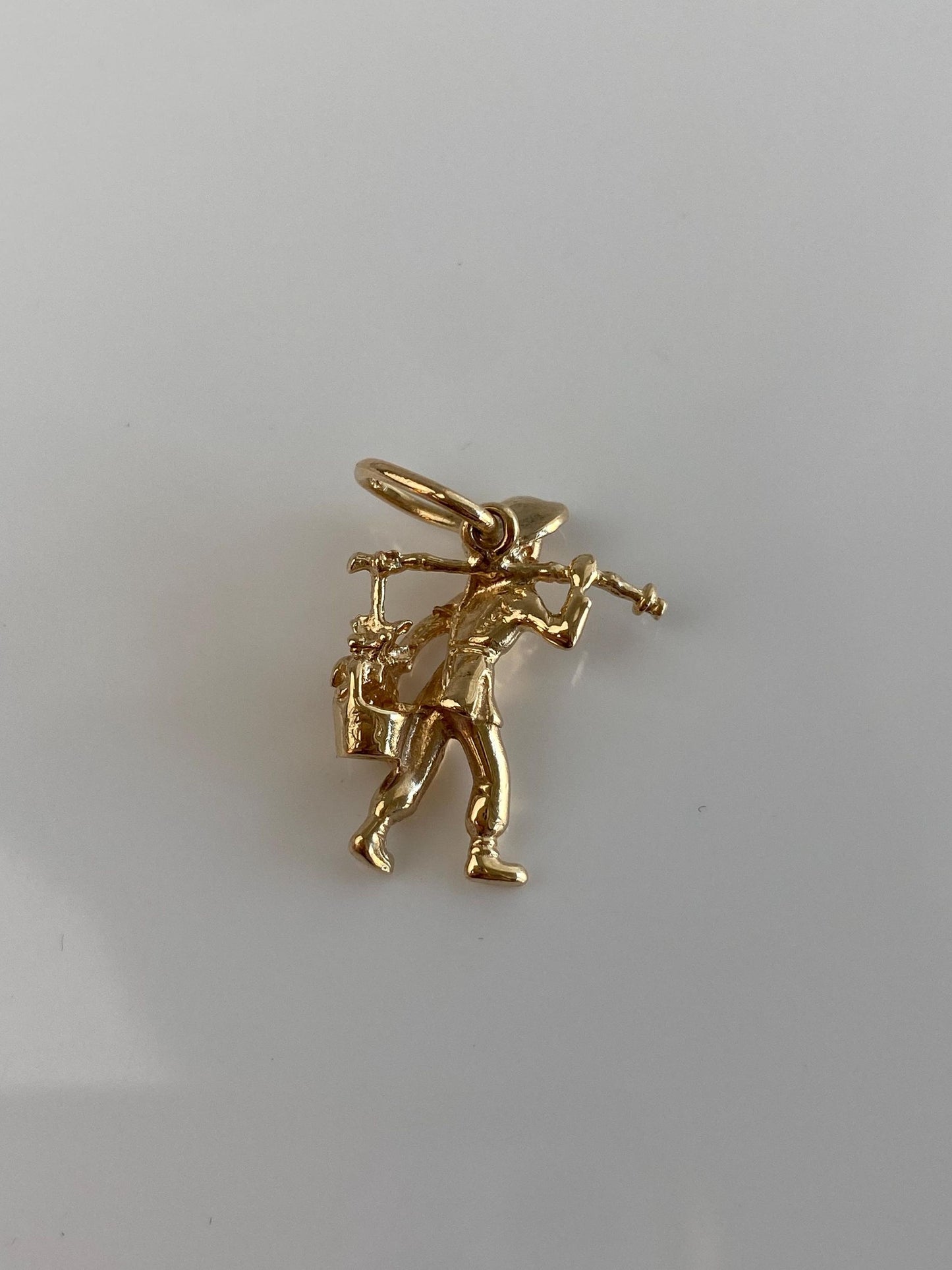 Vintage Solid 14k Yellow Gold Farmer Harvester Charm