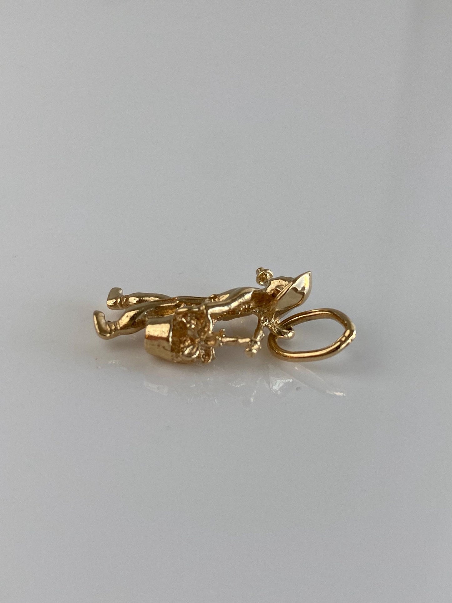 Vintage Solid 14k Yellow Gold Farmer Harvester Charm