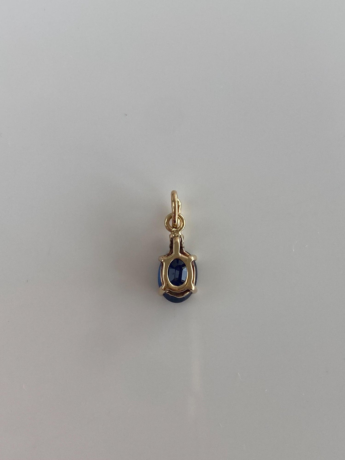 Solid 14k Yellow Gold Blue Sapphire Diamond Charm