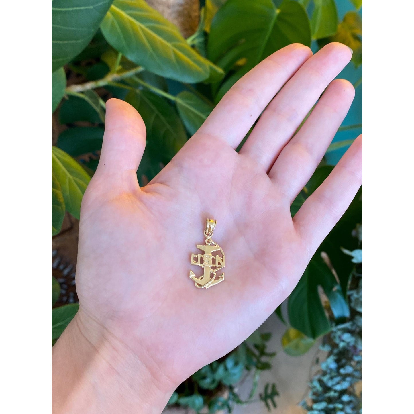 Vintage Solid 14k Yellow Gold USN Anchor Charm