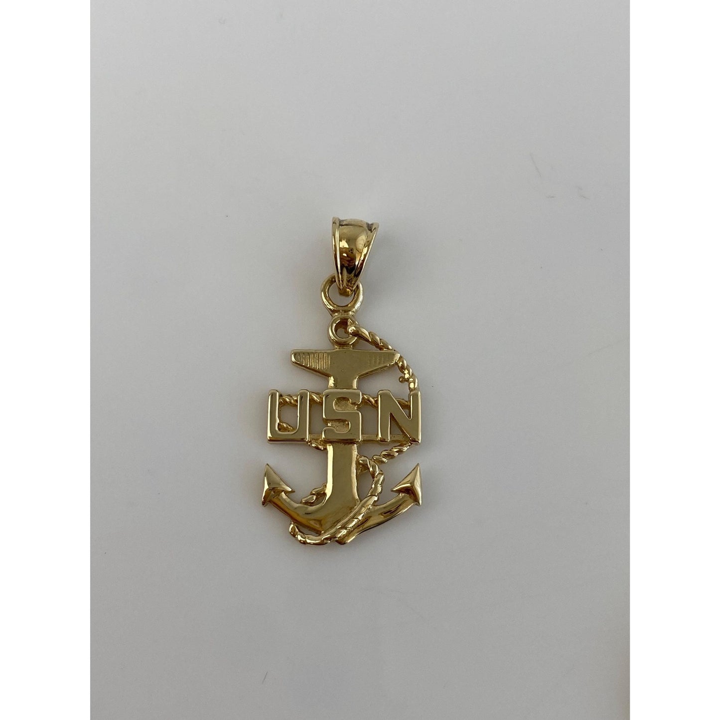 Vintage Solid 14k Yellow Gold USN Anchor Charm