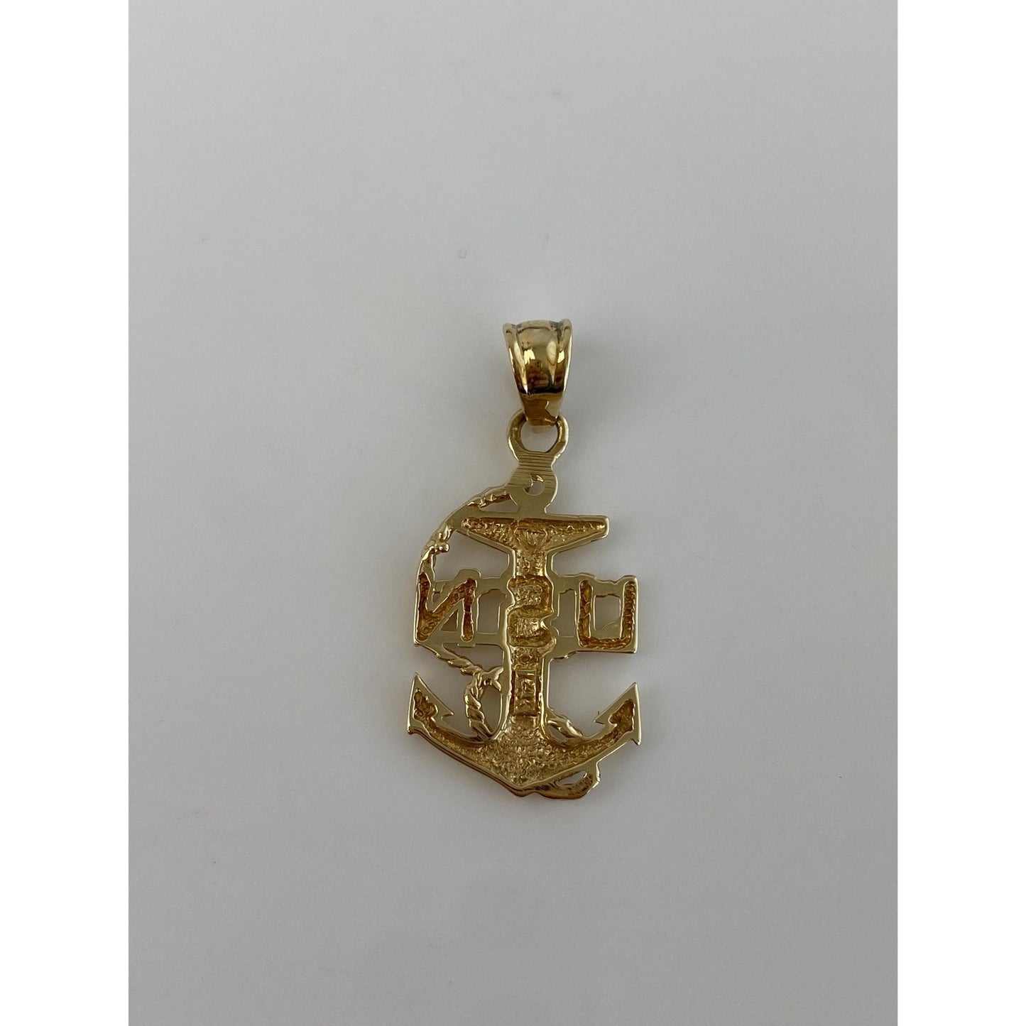 Vintage Solid 14k Yellow Gold USN Anchor Charm