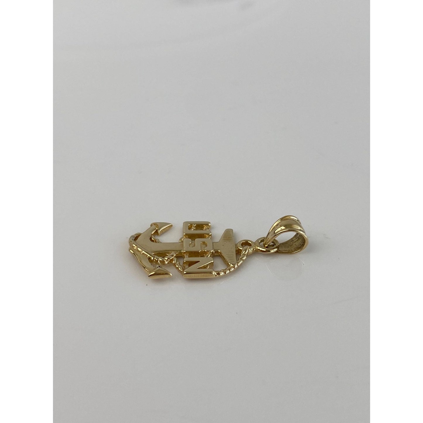Vintage Solid 14k Yellow Gold USN Anchor Charm