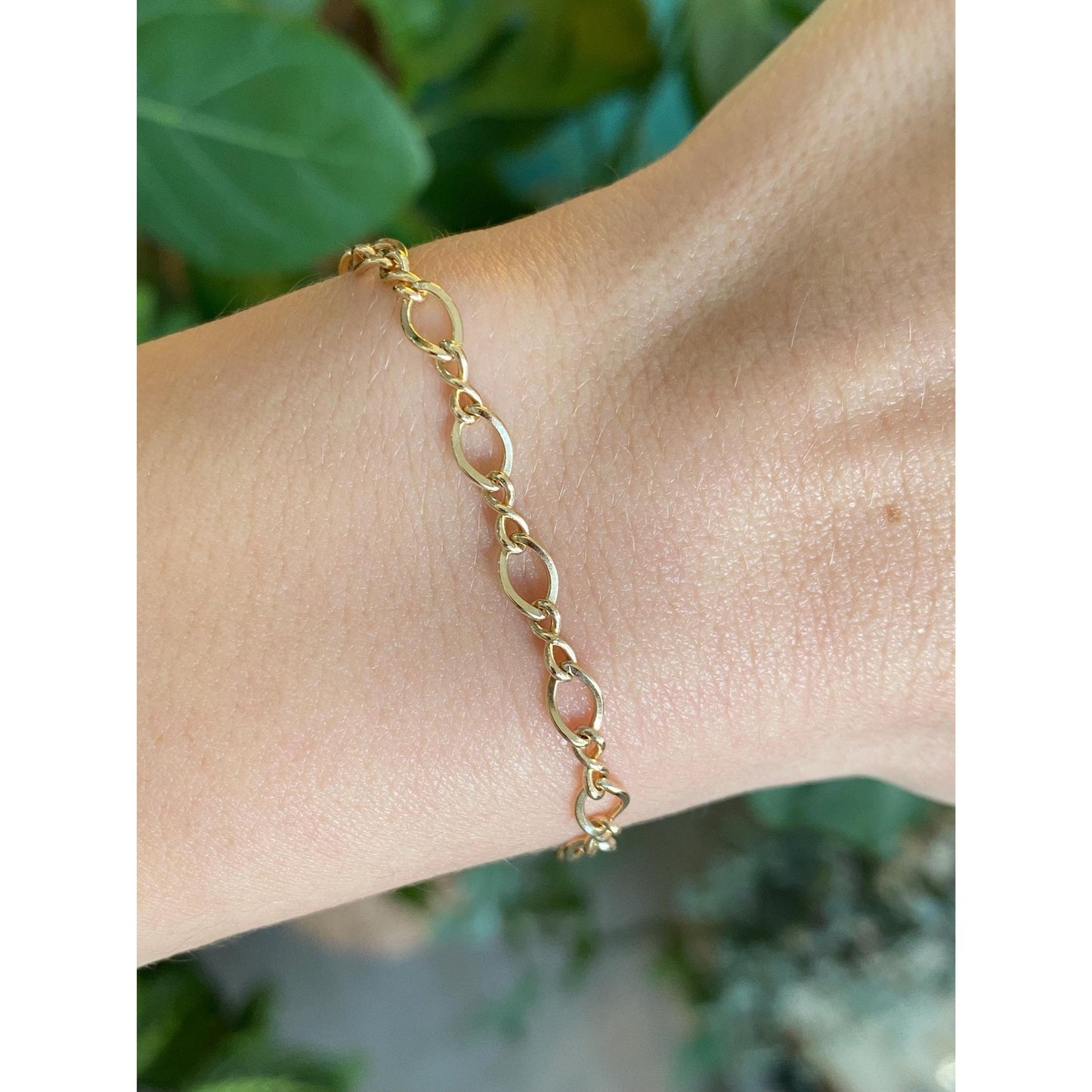 Vintage Solid 14k Yellow Gold Fancy Oval Link Chain Bracelet - 6.5 inches