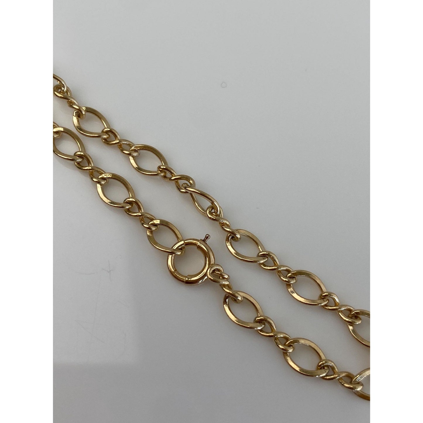 Vintage Solid 14k Yellow Gold Fancy Oval Link Chain Bracelet - 6.5 inches