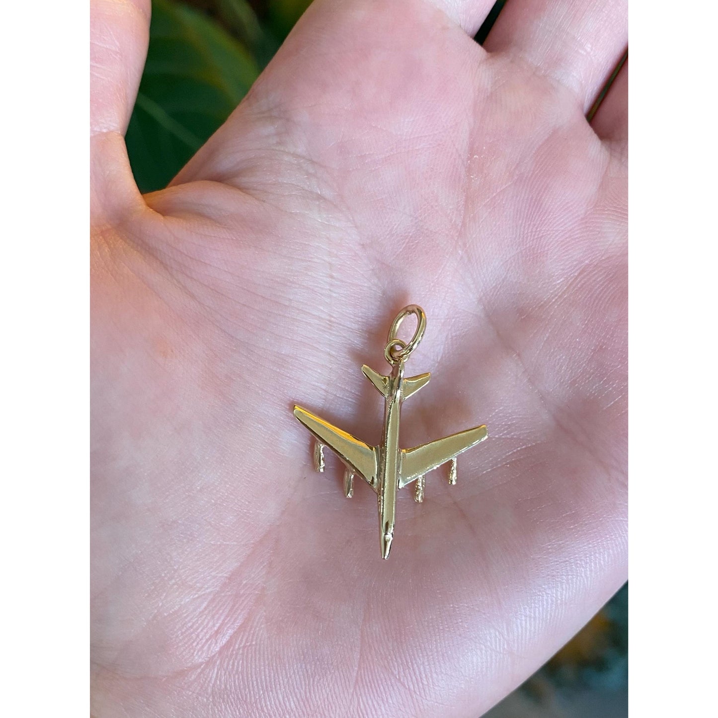 Vintage Solid 14k Yellow Gold Airplane Charm