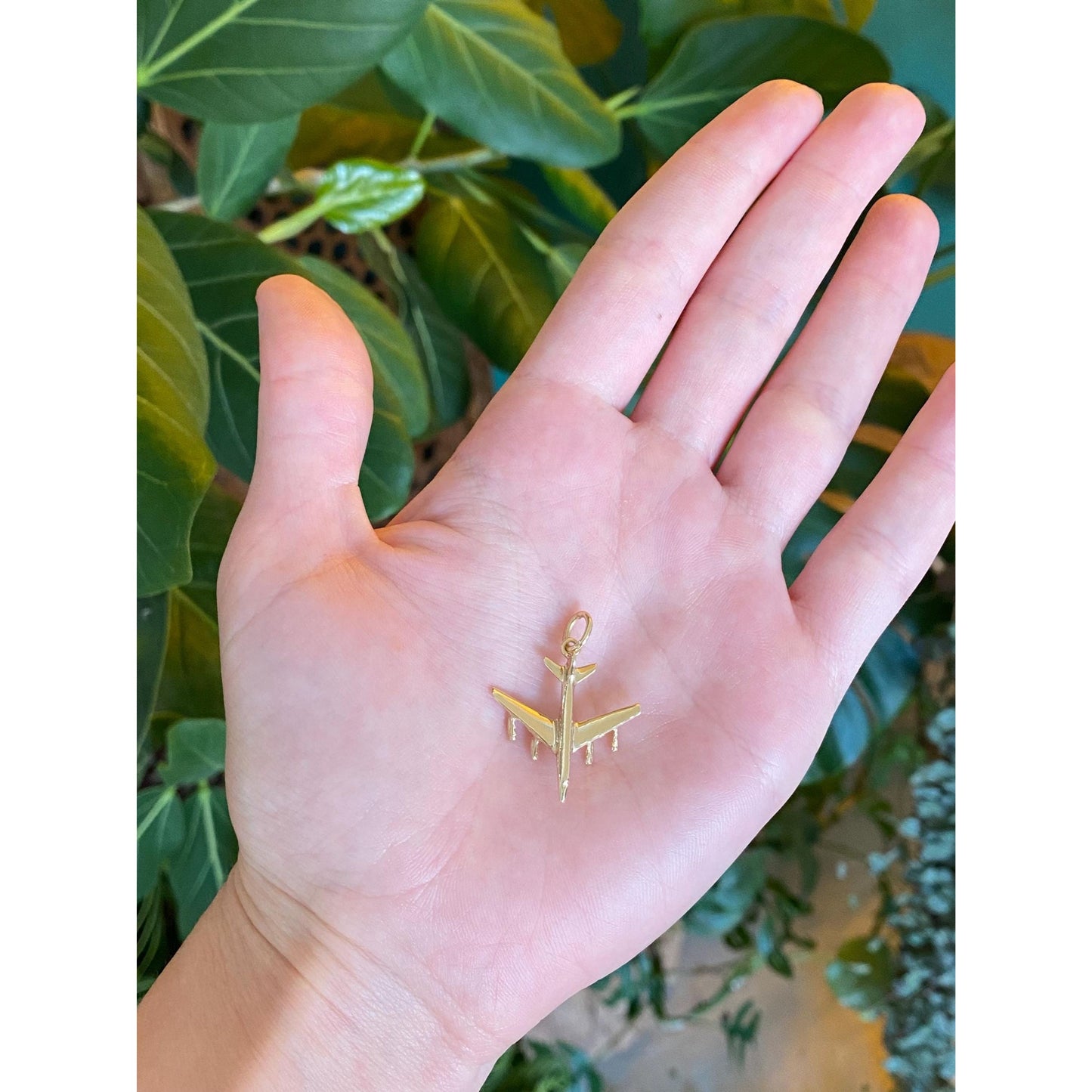 Vintage Solid 14k Yellow Gold Airplane Charm