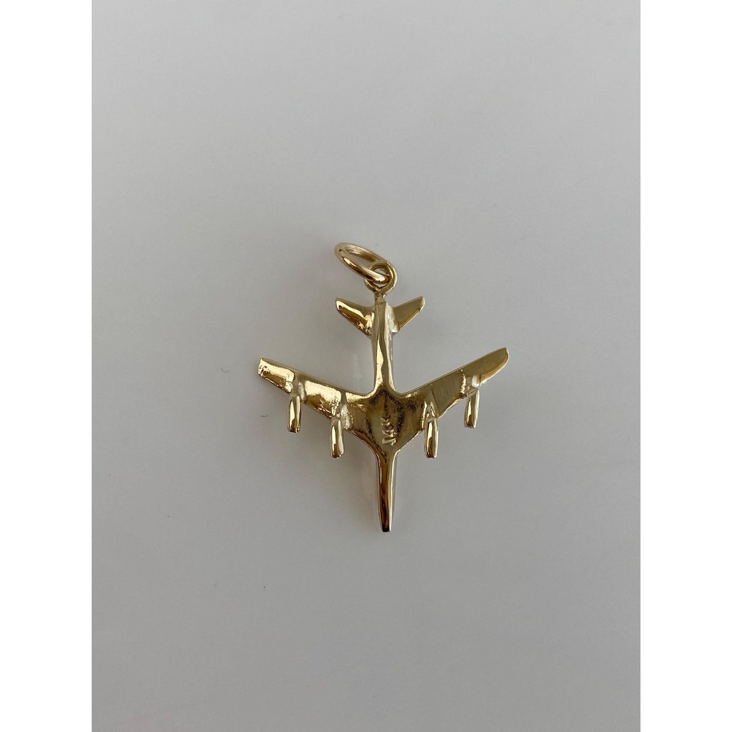 Vintage Solid 14k Yellow Gold Airplane Charm
