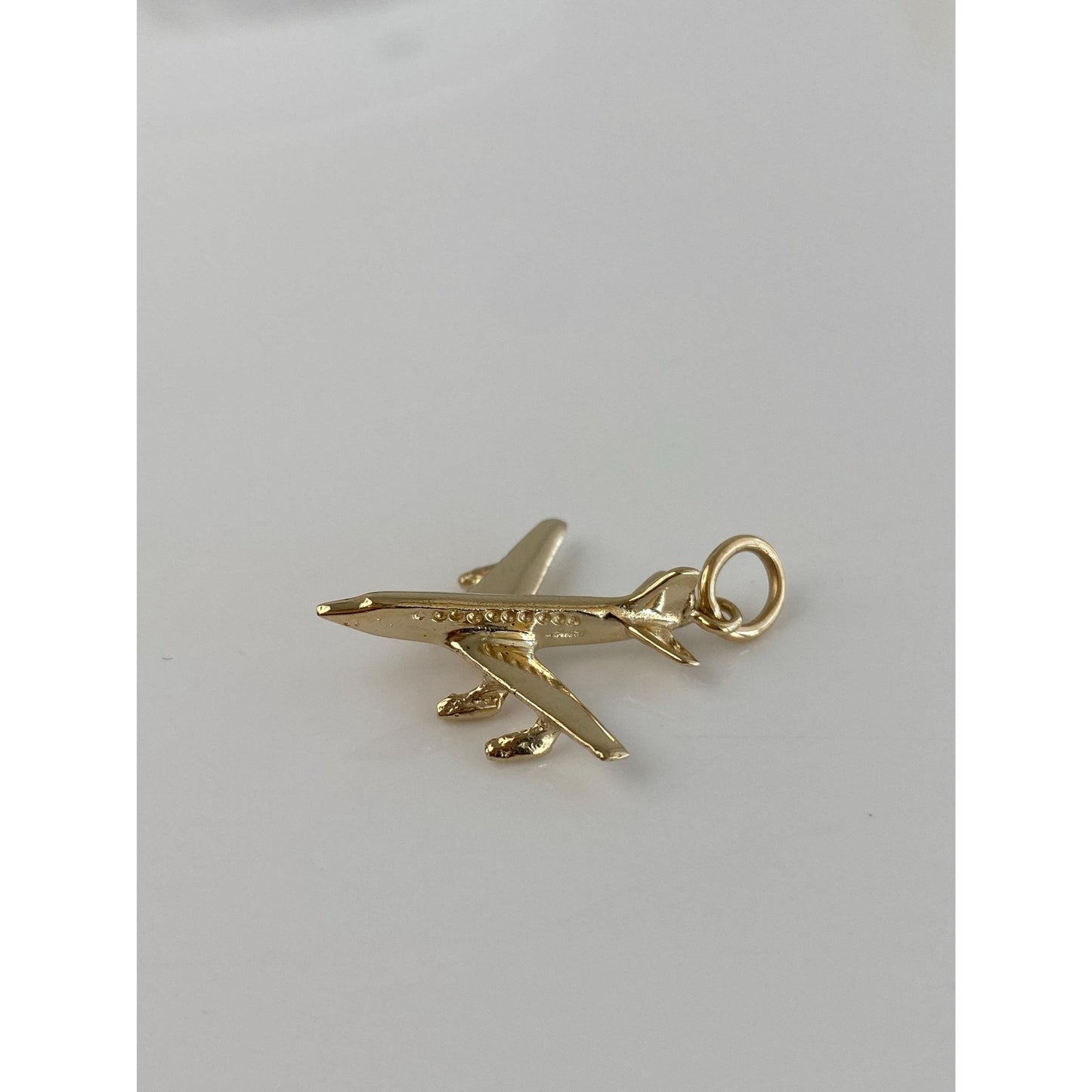 Vintage Solid 14k Yellow Gold Airplane Charm