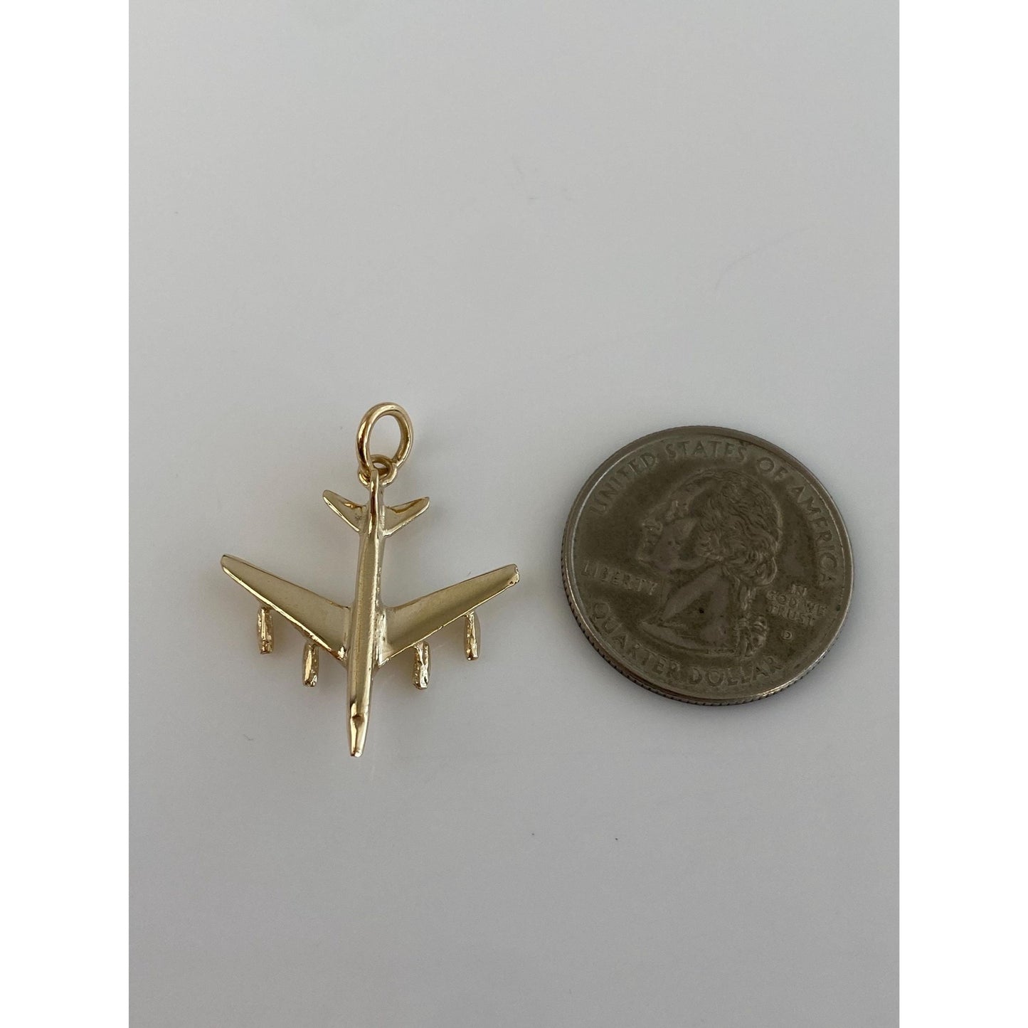Vintage Solid 14k Yellow Gold Airplane Charm