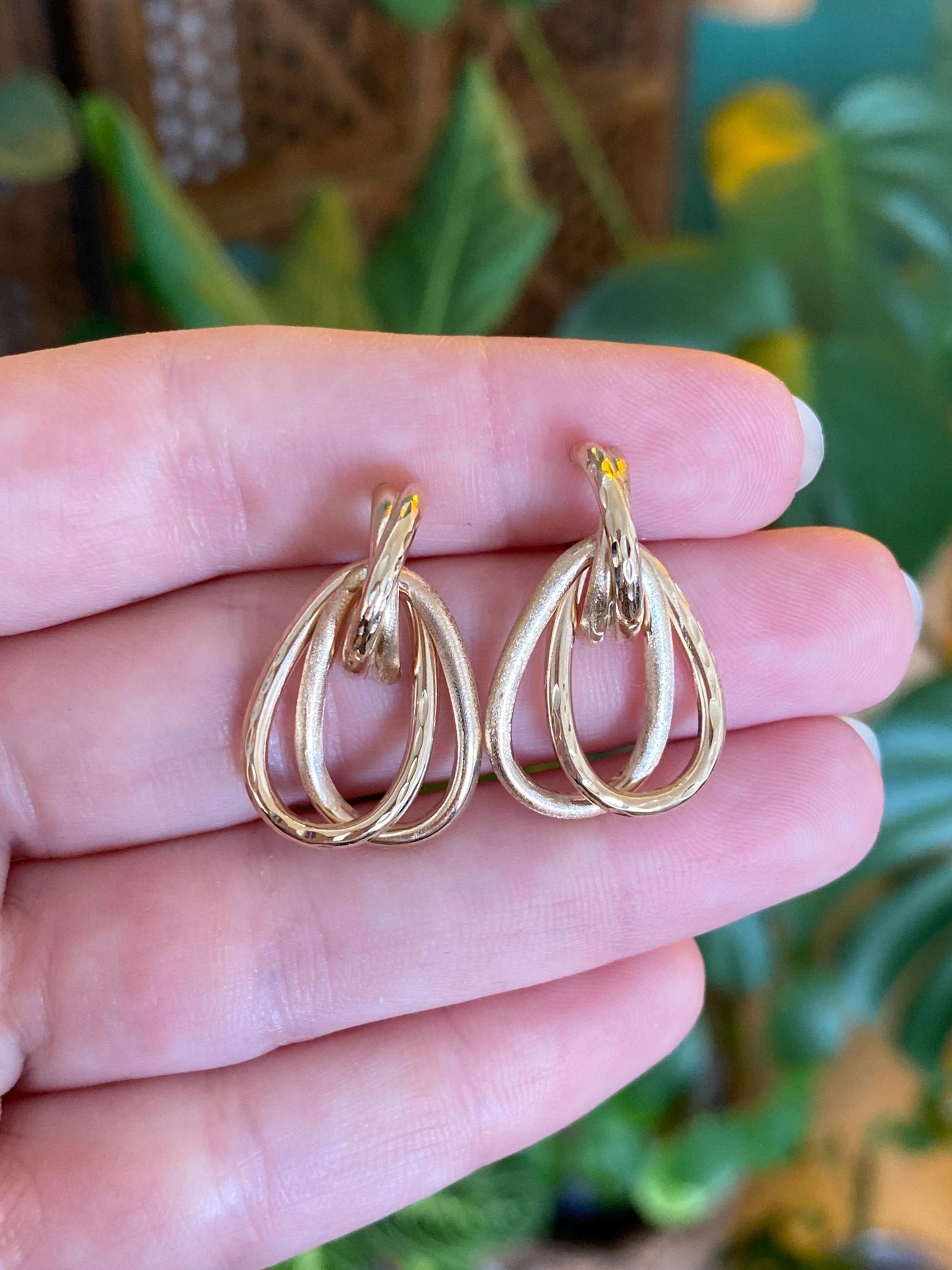 Vintage 14k Yellow Gold Layered Stud Earrings