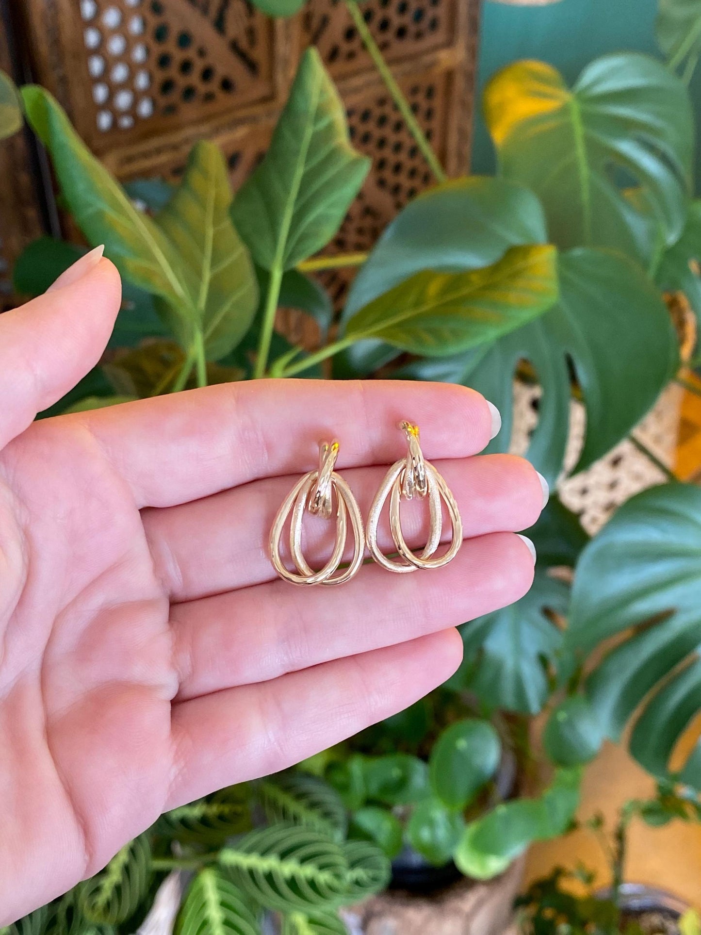 Vintage 14k Yellow Gold Layered Stud Earrings