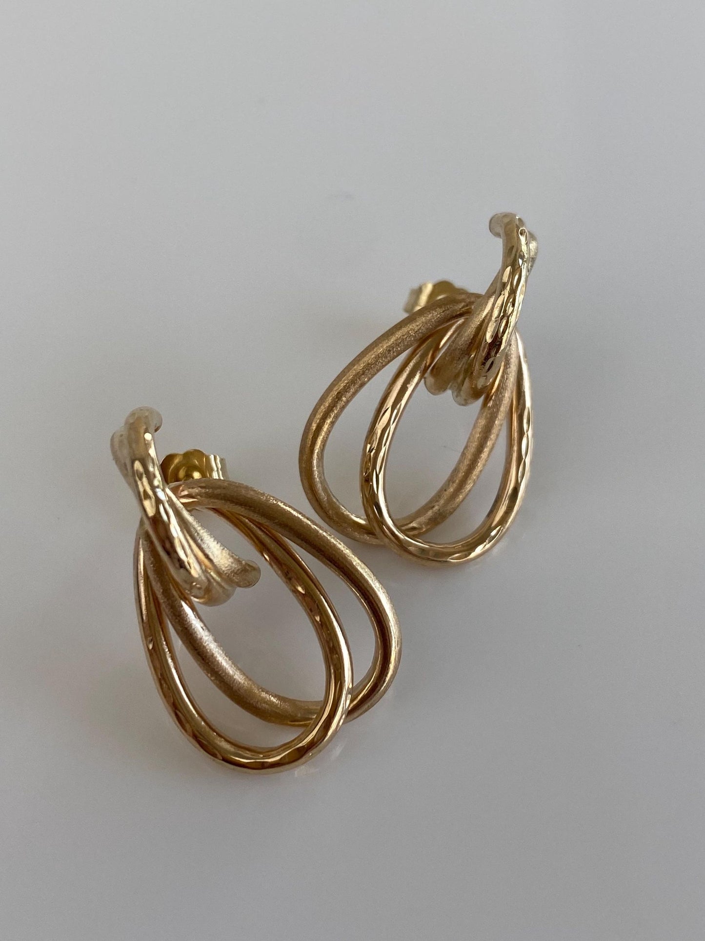 Vintage 14k Yellow Gold Layered Stud Earrings