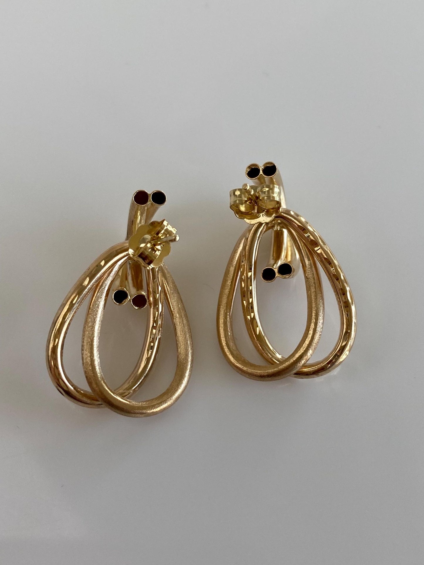Vintage 14k Yellow Gold Layered Stud Earrings