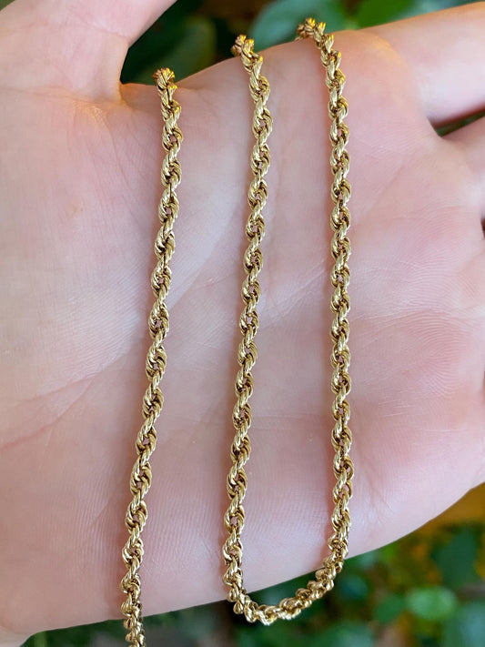 Vintage 14k Yellow Gold Rope Chain Necklace - 19.5 inches