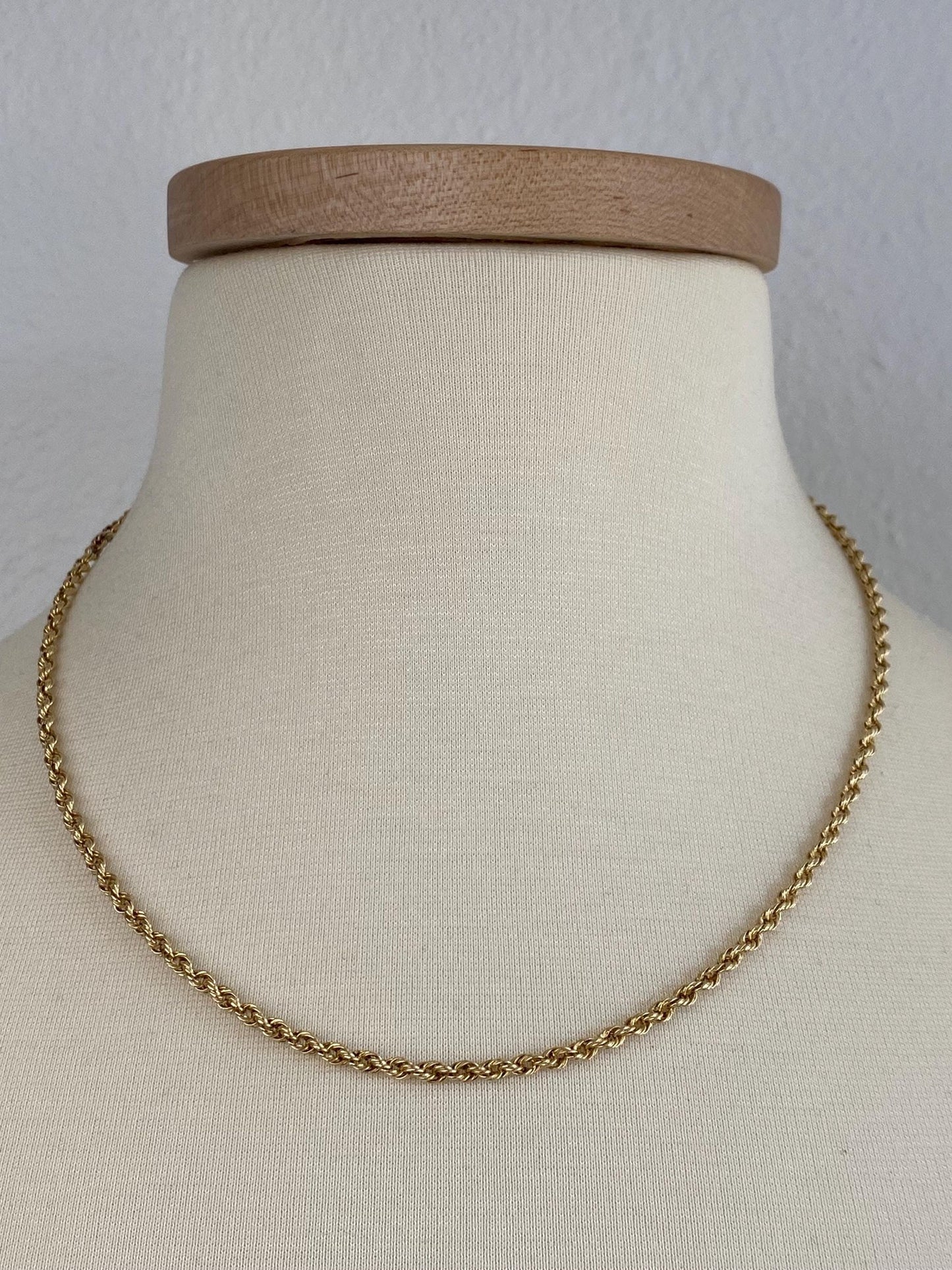 Vintage 14k Yellow Gold Rope Chain Necklace - 19.5 inches