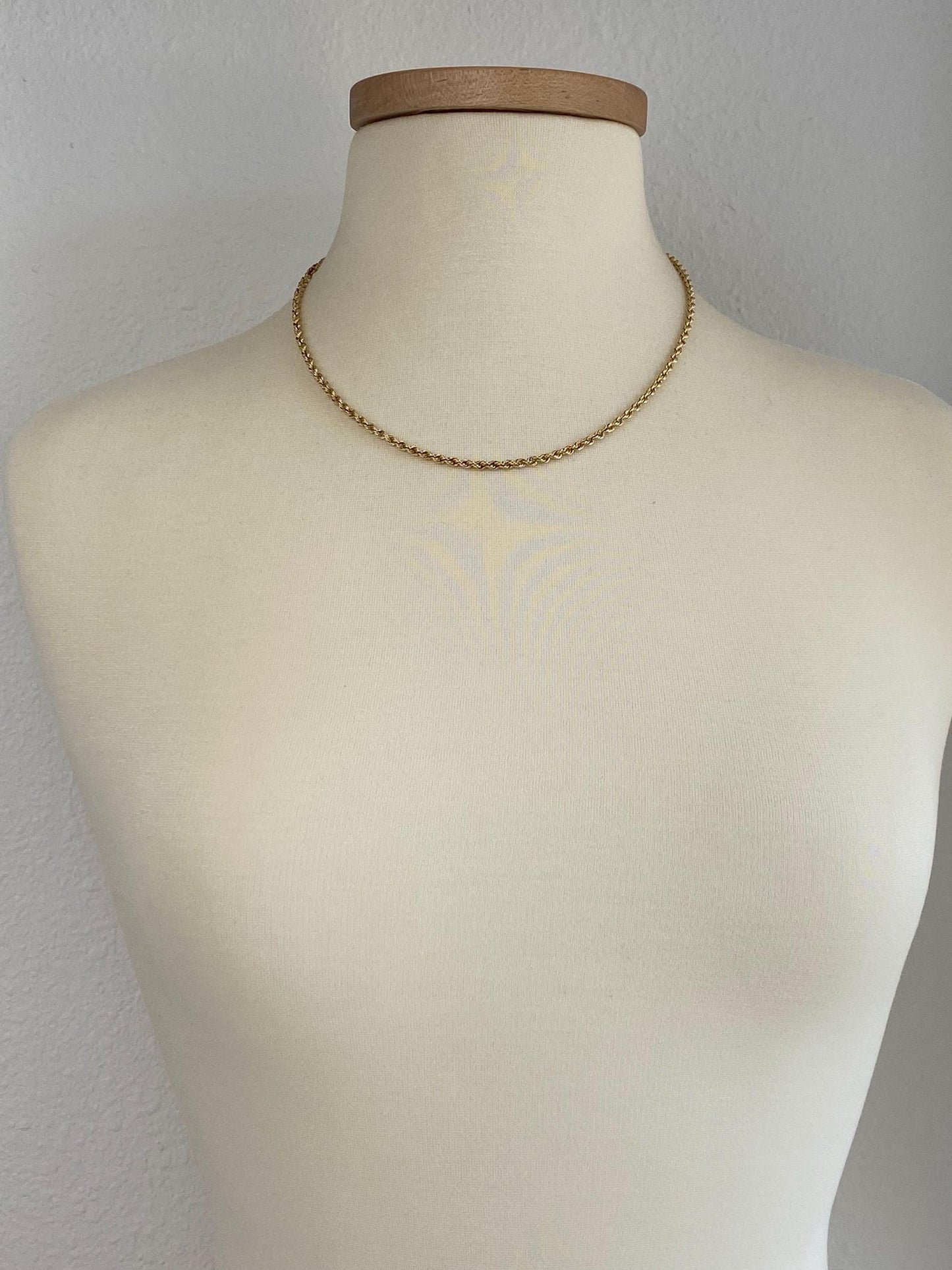 Vintage 14k Yellow Gold Rope Chain Necklace - 19.5 inches