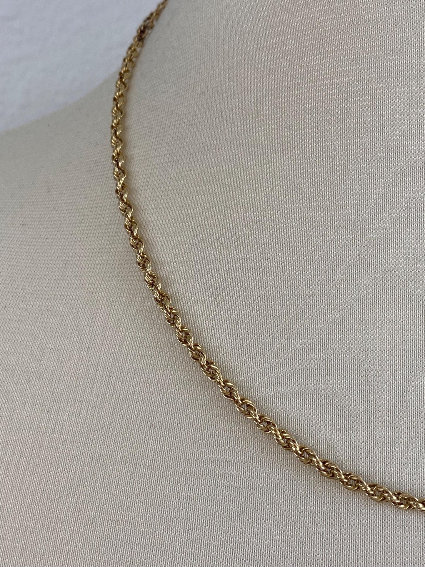 Vintage 14k Yellow Gold Rope Chain Necklace - 19.5 inches
