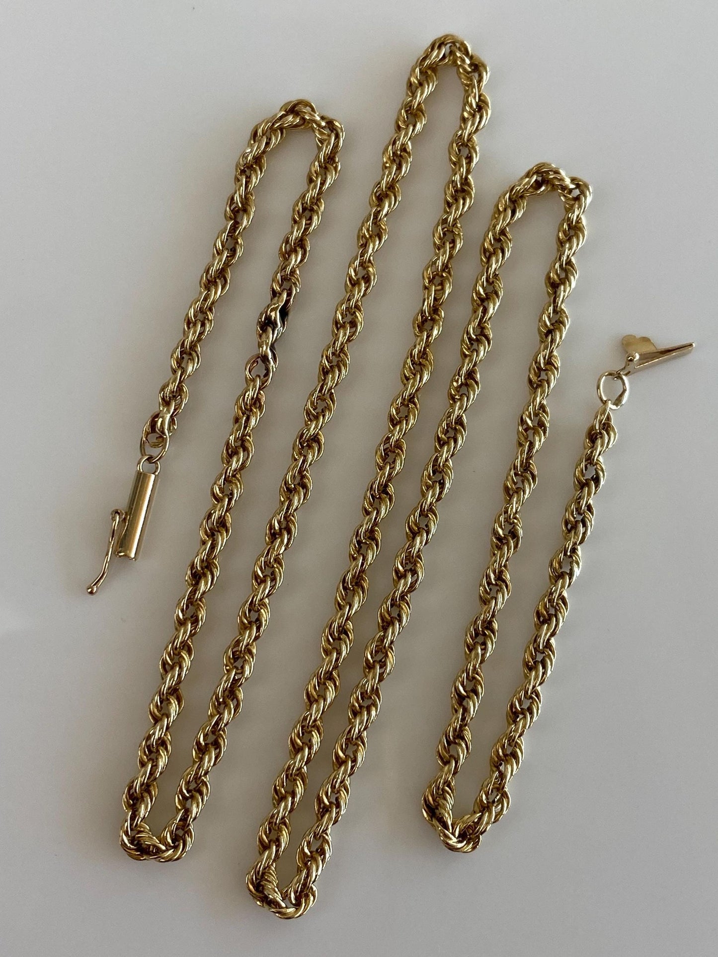 Vintage 14k Yellow Gold Rope Chain Necklace - 19.5 inches