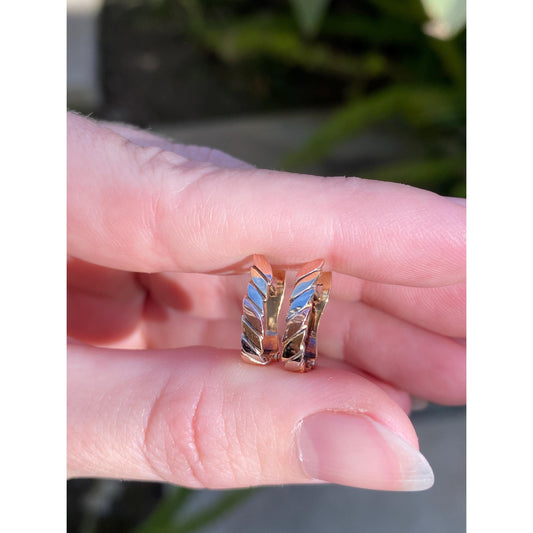 Vintage Solid 14k Tri Tone Gold Drop Earrings