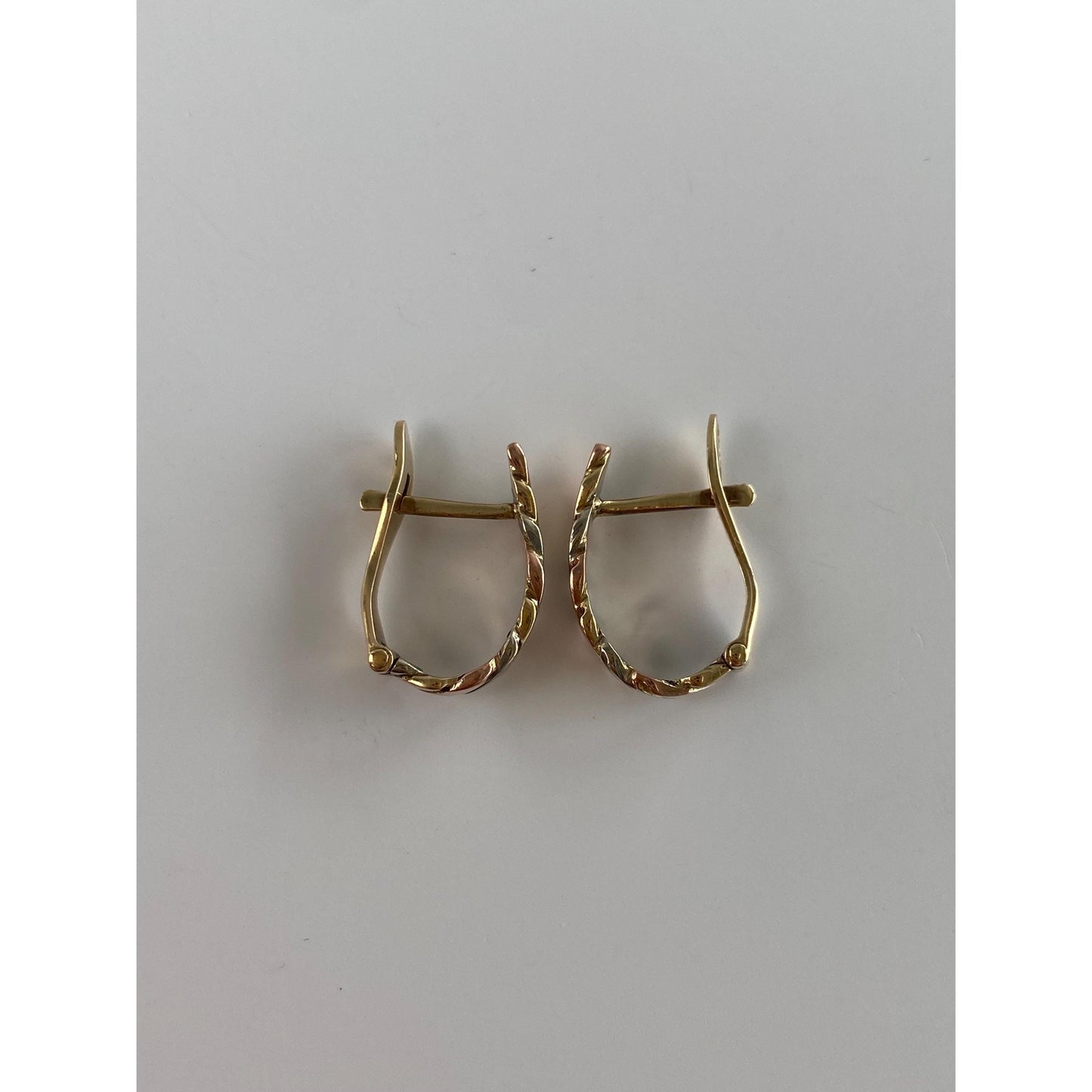 Vintage Solid 14k Tri Tone Gold Drop Earrings