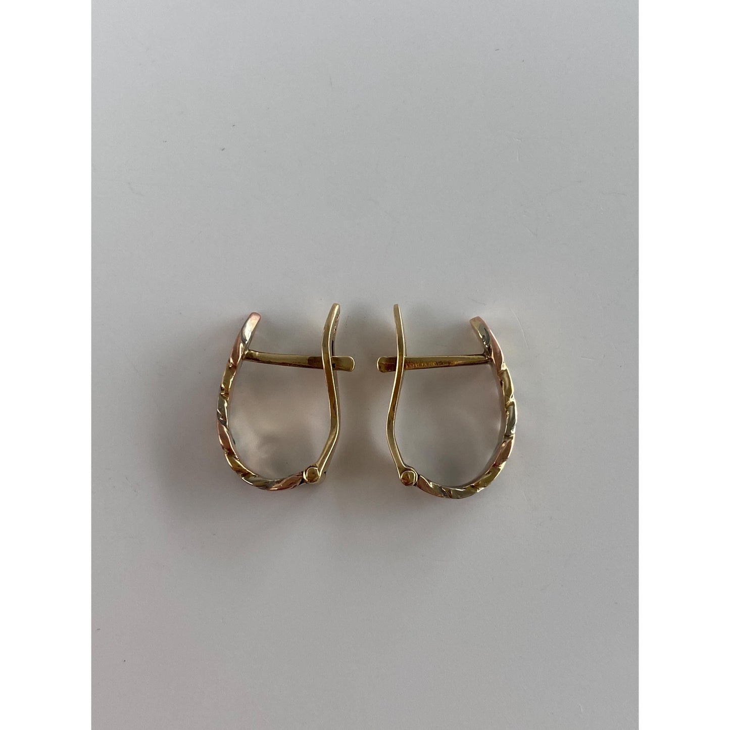 Vintage Solid 14k Tri Tone Gold Drop Earrings