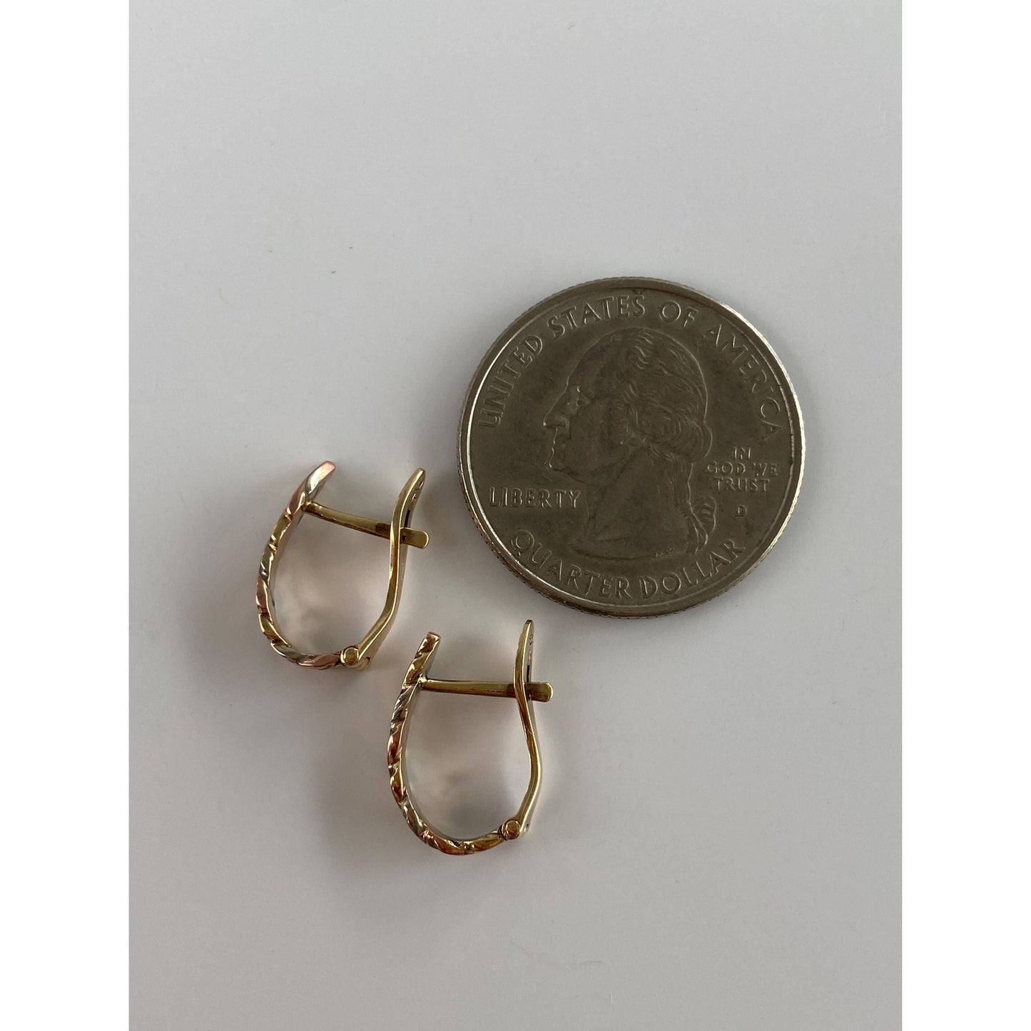 Vintage Solid 14k Tri Tone Gold Drop Earrings