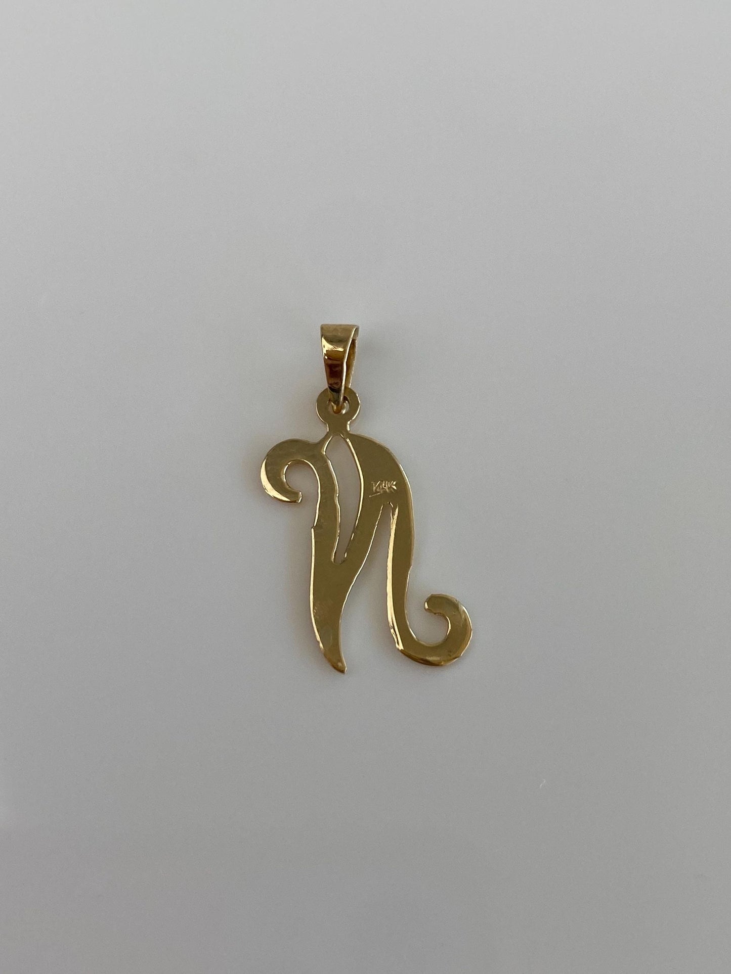 Solid 14k Yellow Gold Initial 'N' Charm