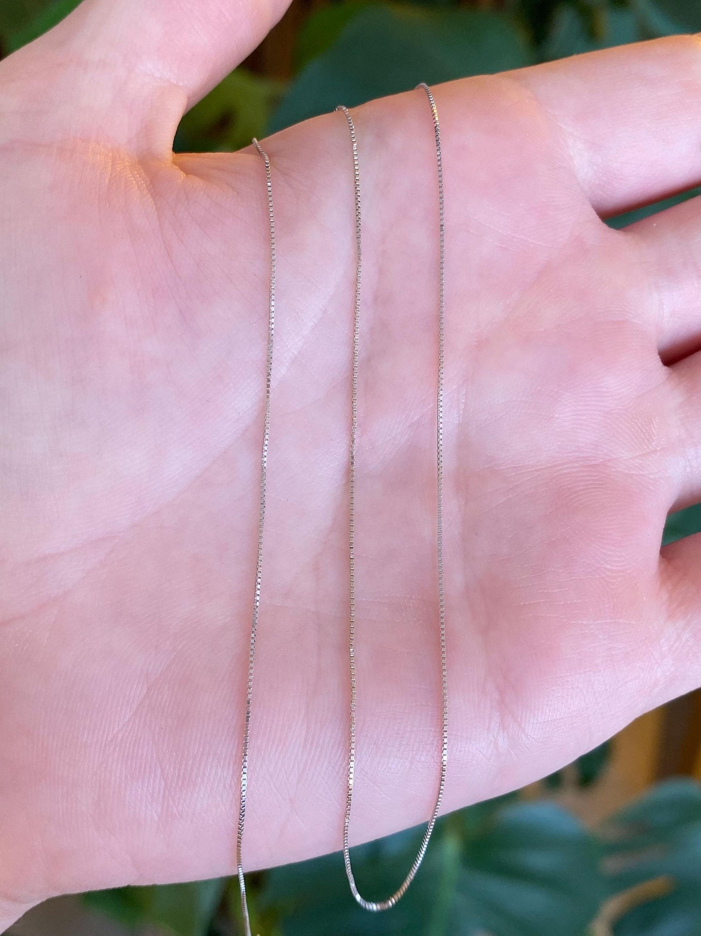 Vintage Solid 18k White Gold Dainty Box Chain Necklace - 18.75 inches