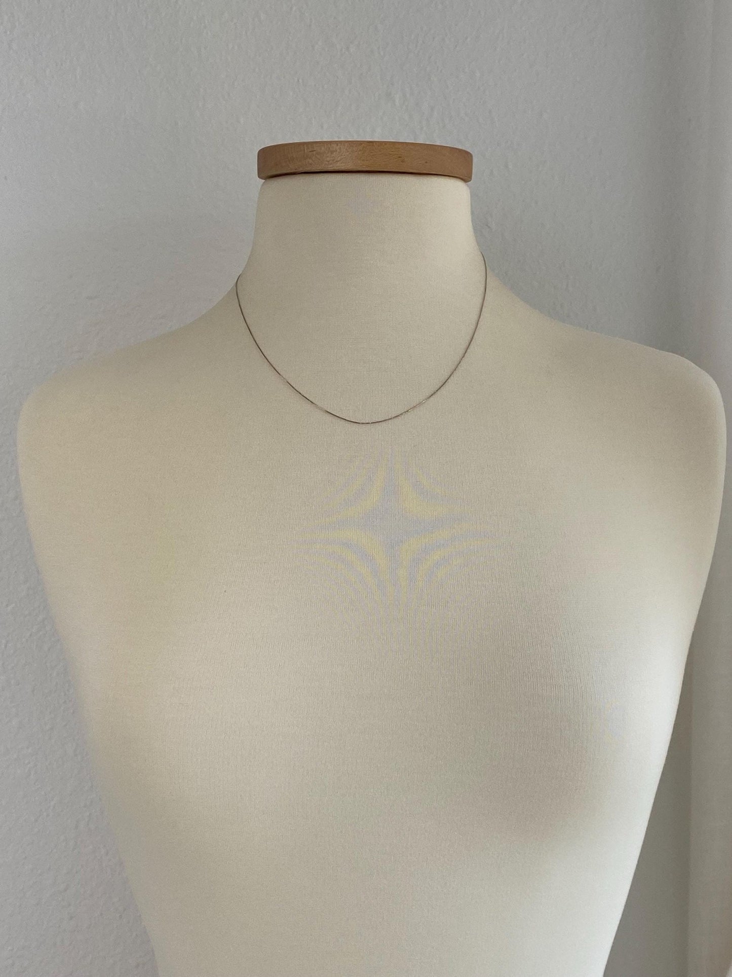 Vintage Solid 18k White Gold Dainty Box Chain Necklace - 18.75 inches