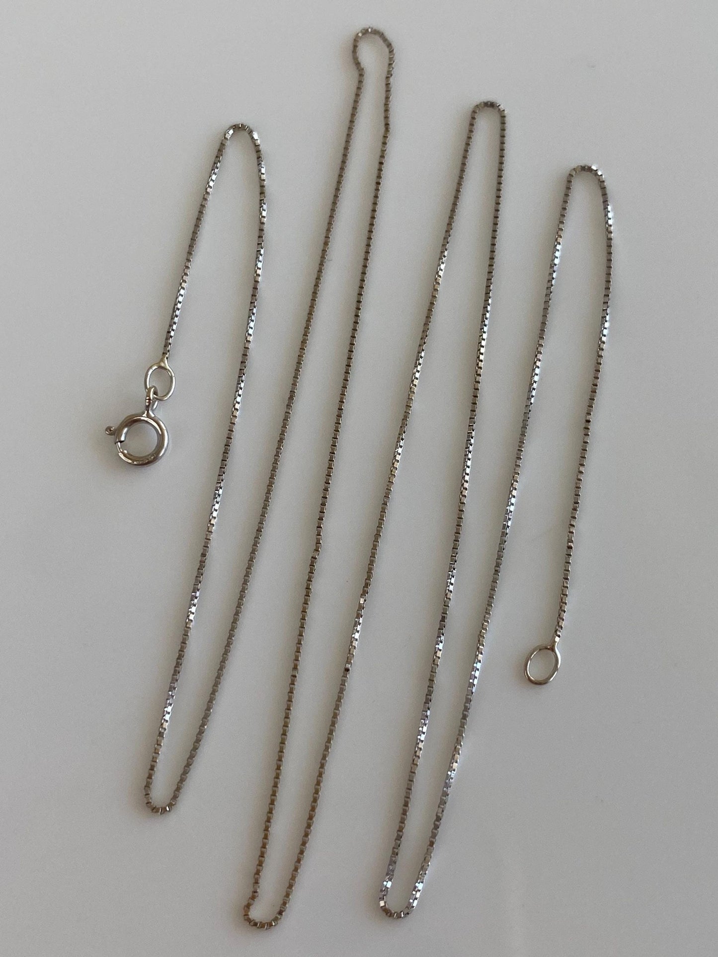Vintage Solid 18k White Gold Dainty Box Chain Necklace - 18.75 inches