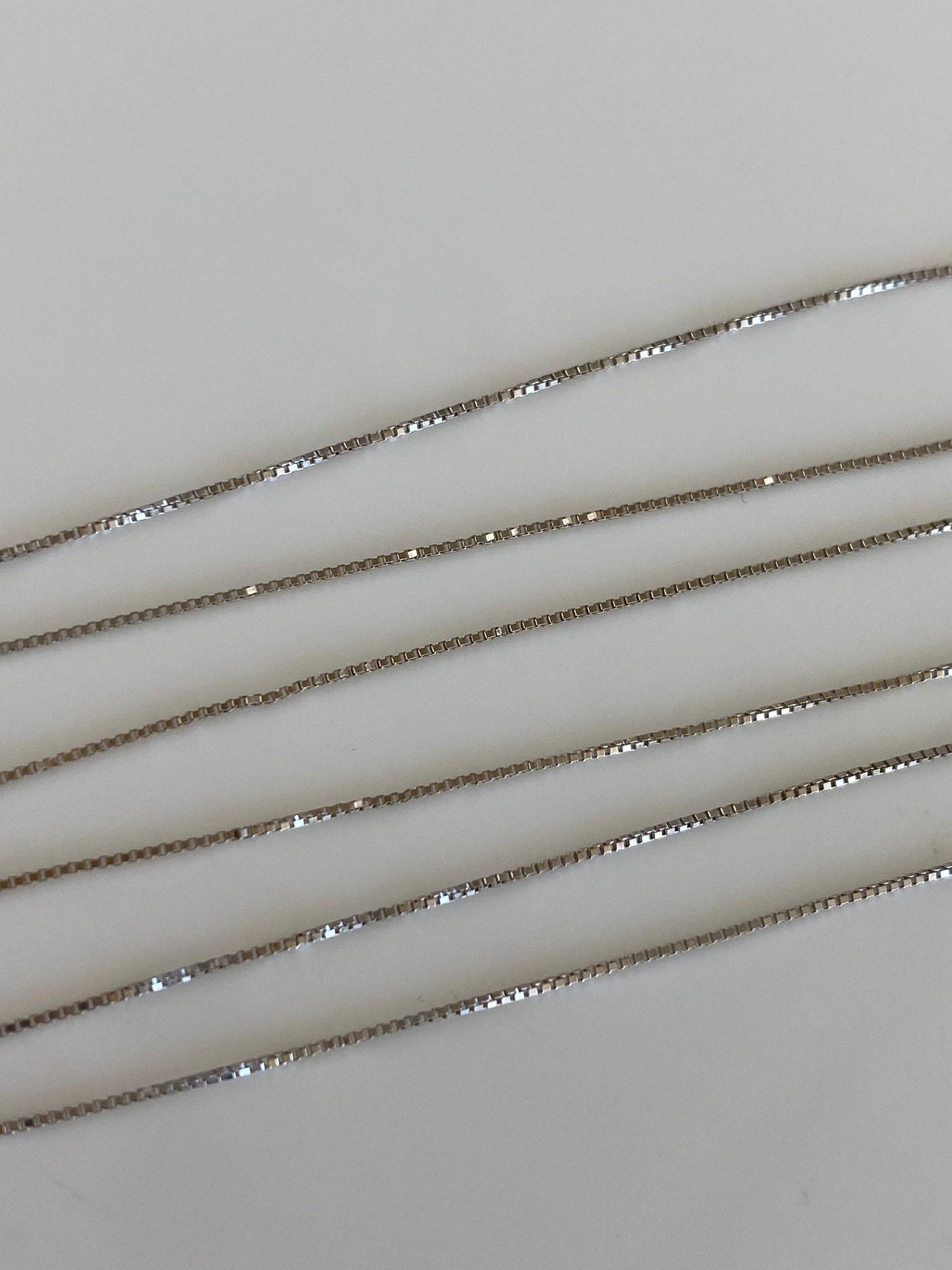Vintage Solid 18k White Gold Dainty Box Chain Necklace - 18.75 inches