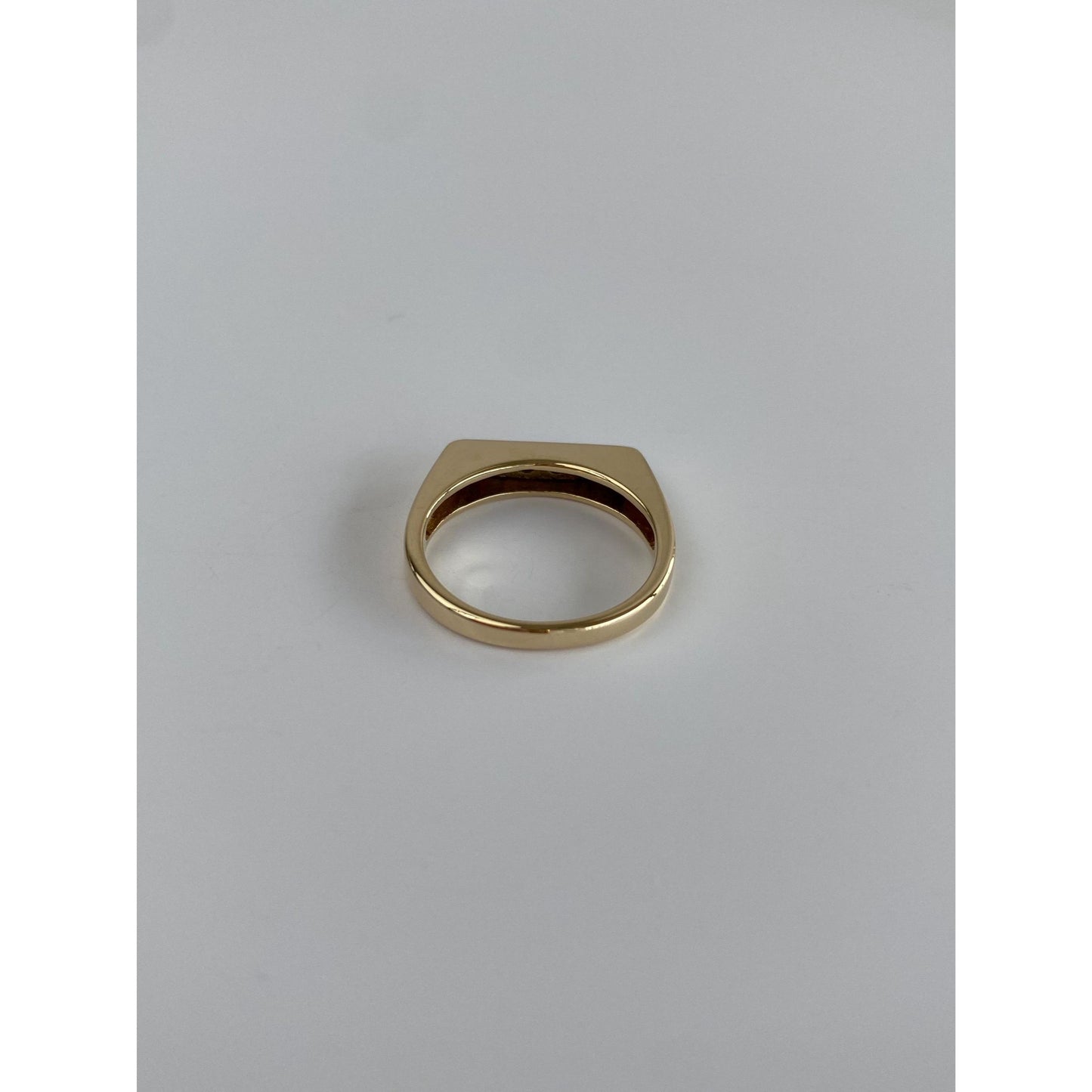 Vintage Solid 14k White & Yellow Gold Diamond Signet Ring - Size 5.5