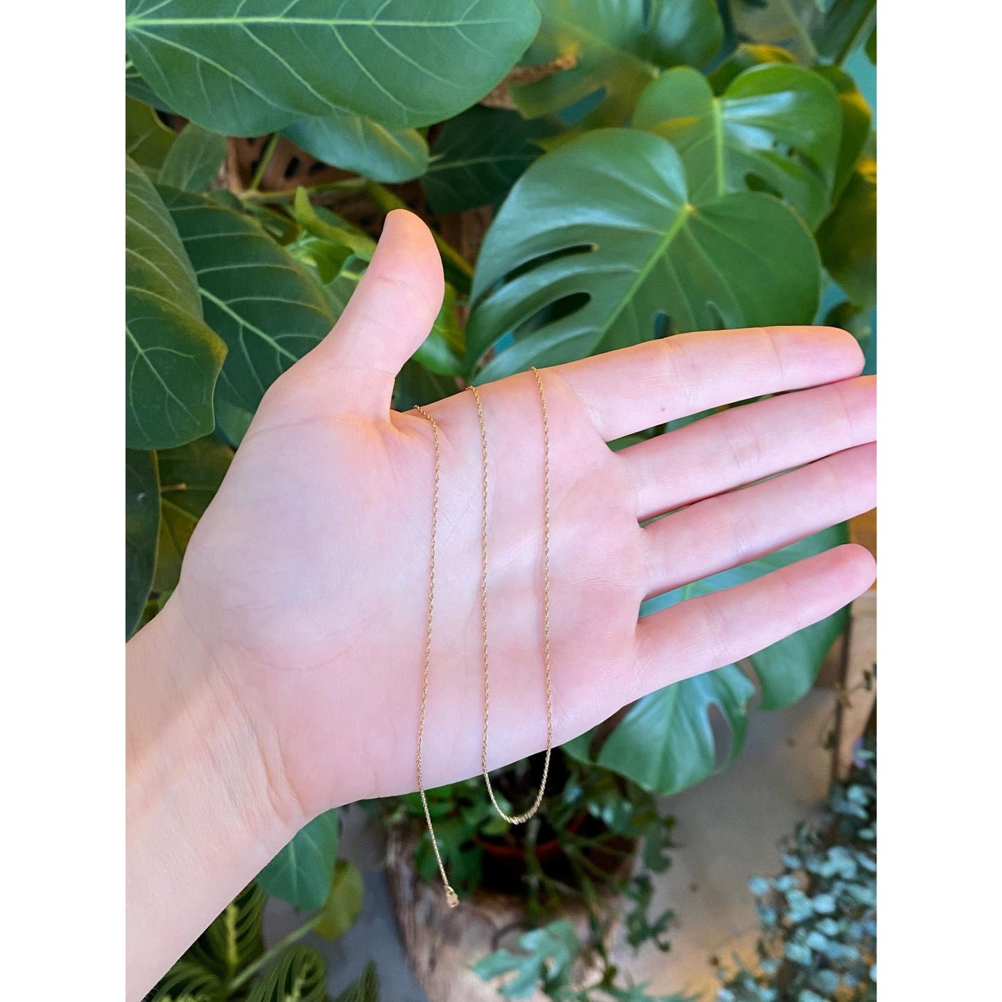 Vintage Solid 14k Yellow Gold Dainty Chain Necklace - 19 inches