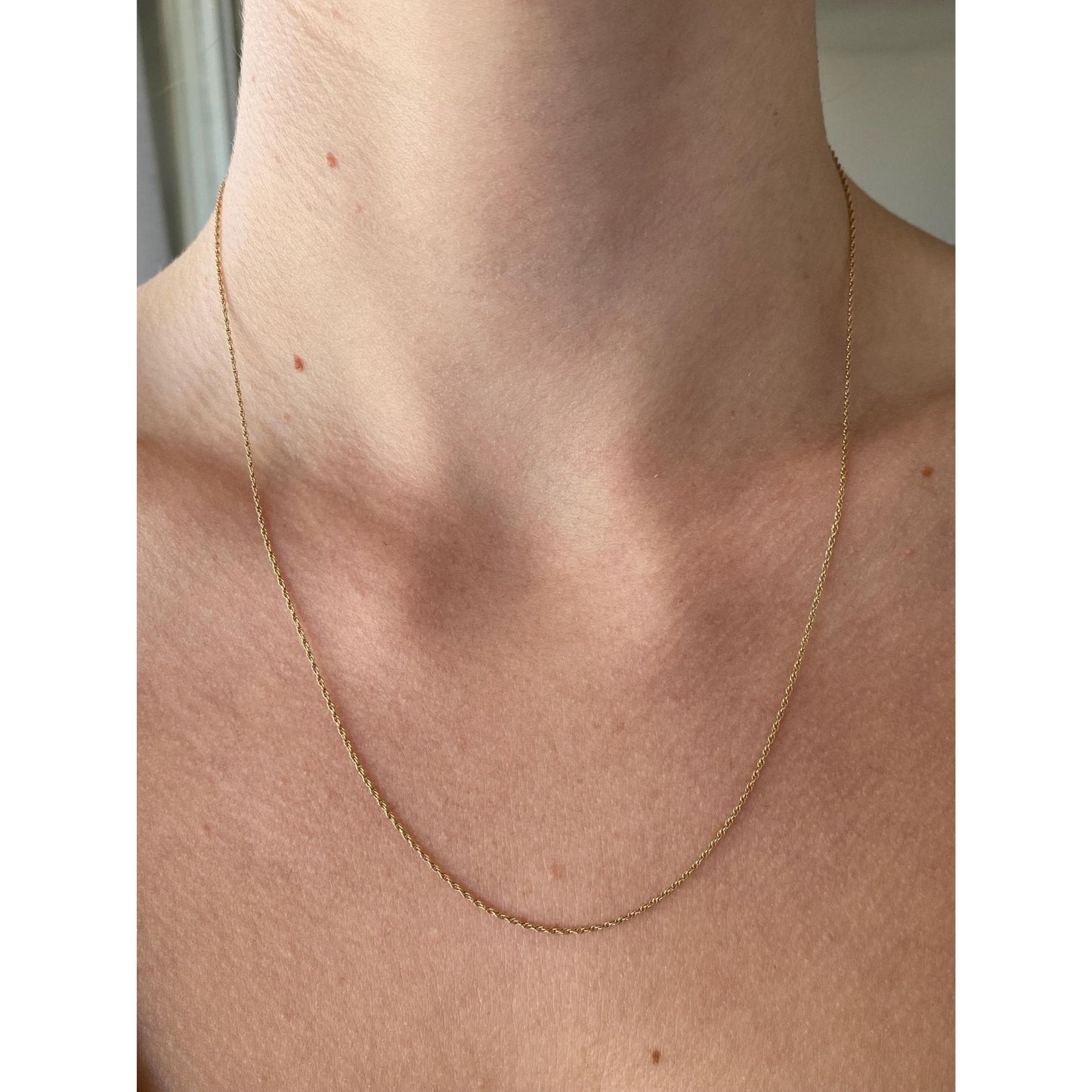 Vintage Solid 14k Yellow Gold Dainty Chain Necklace - 19 inches