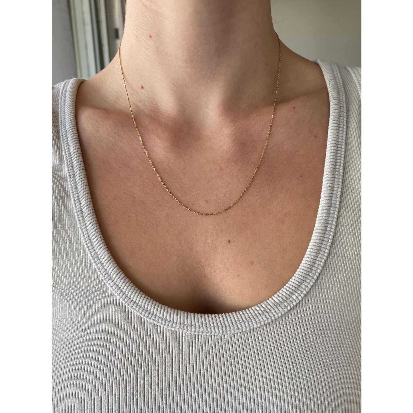 Vintage Solid 14k Yellow Gold Dainty Chain Necklace - 19 inches