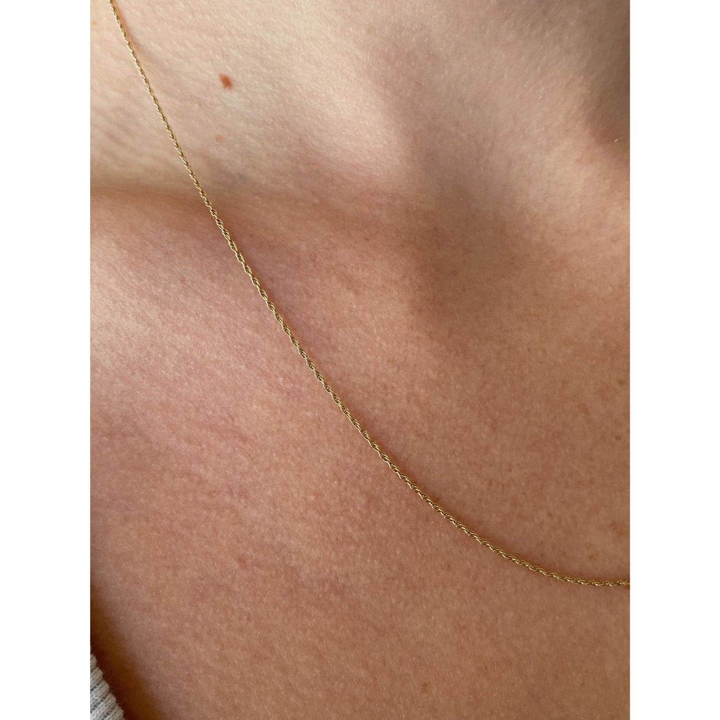 Vintage Solid 14k Yellow Gold Dainty Chain Necklace - 19 inches