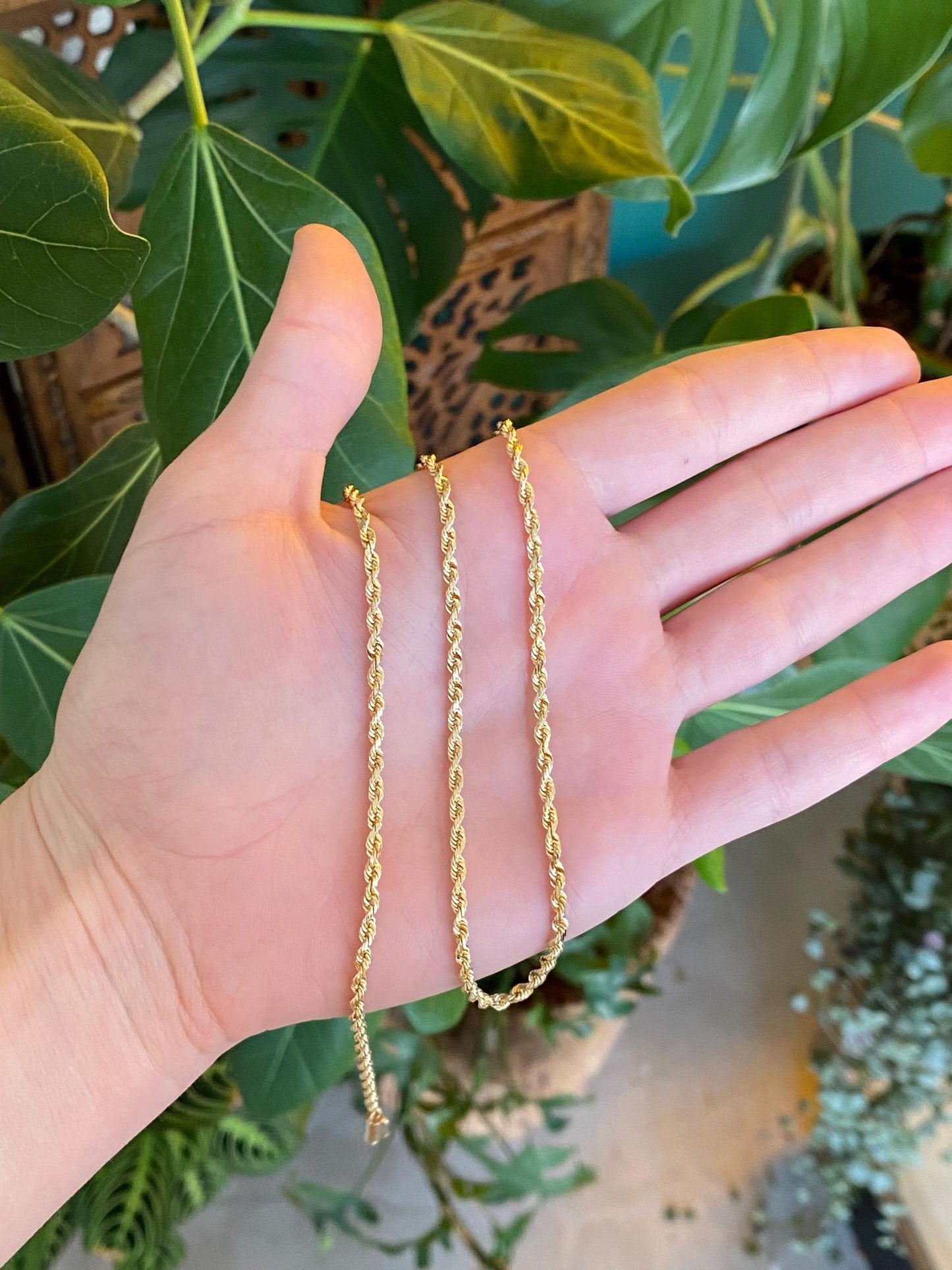 Vintage Solid 14k Yellow Gold Rope Chain Necklace - 20 inches