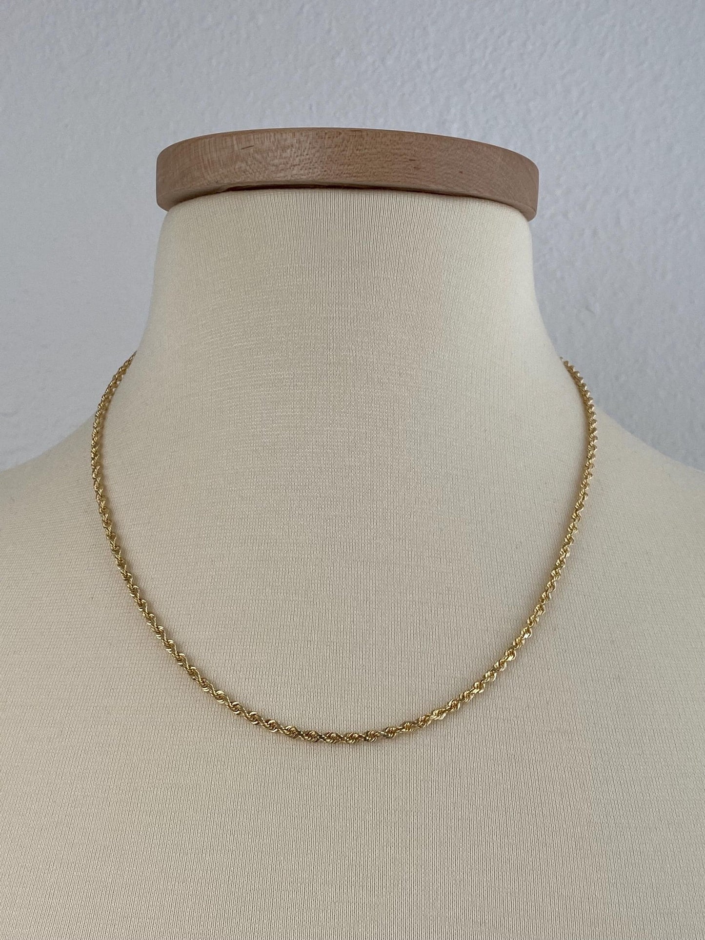 Vintage Solid 14k Yellow Gold Rope Chain Necklace - 20 inches
