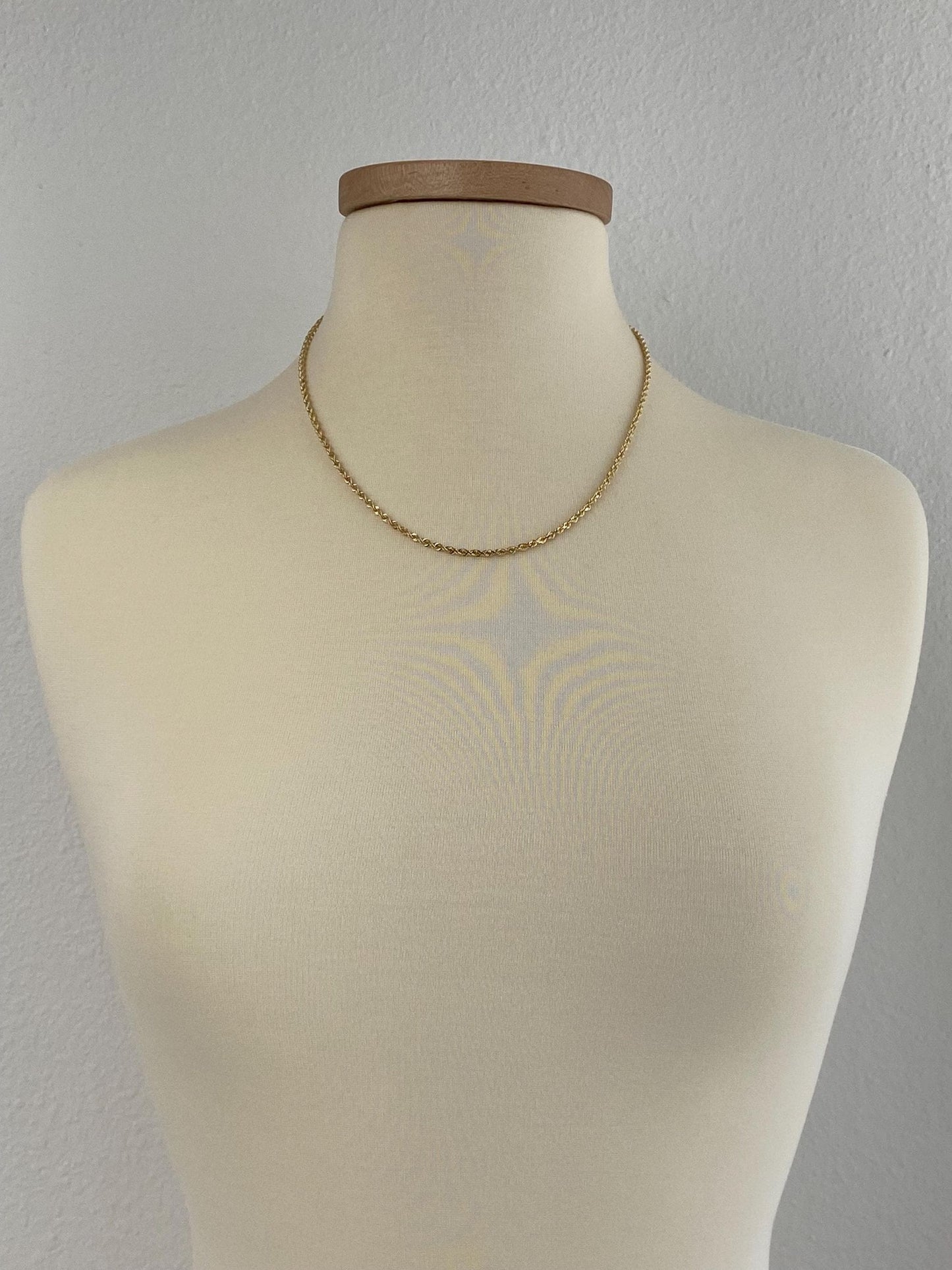 Vintage Solid 14k Yellow Gold Rope Chain Necklace - 20 inches
