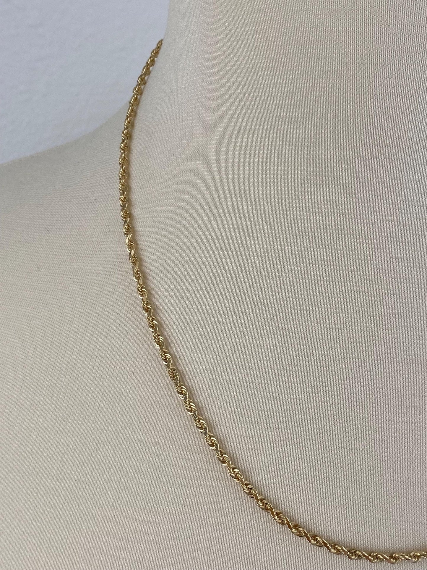 Vintage Solid 14k Yellow Gold Rope Chain Necklace - 20 inches