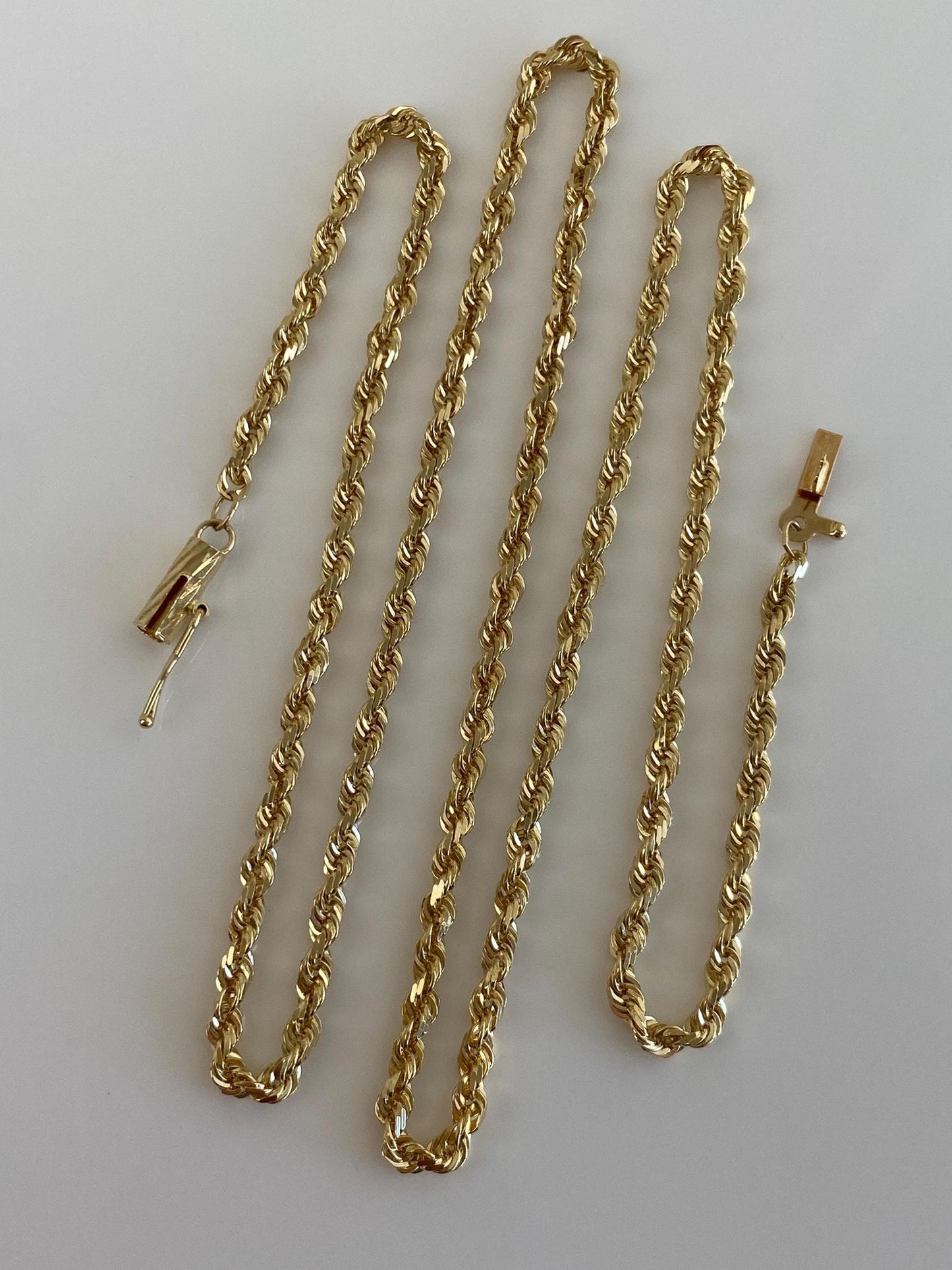 Vintage Solid 14k Yellow Gold Rope Chain Necklace - 20 inches