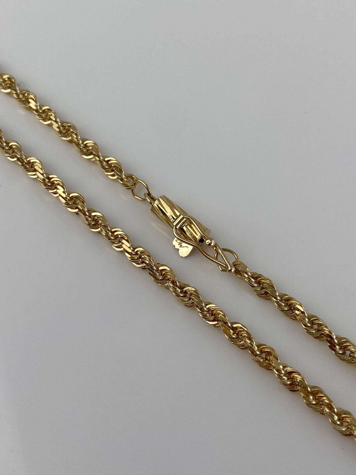 Vintage Solid 14k Yellow Gold Rope Chain Necklace - 20 inches