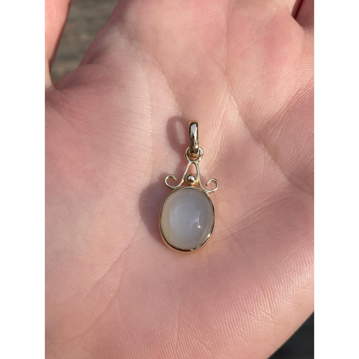 Vintage Solid 14k Yellow Gold Moonstone Charm