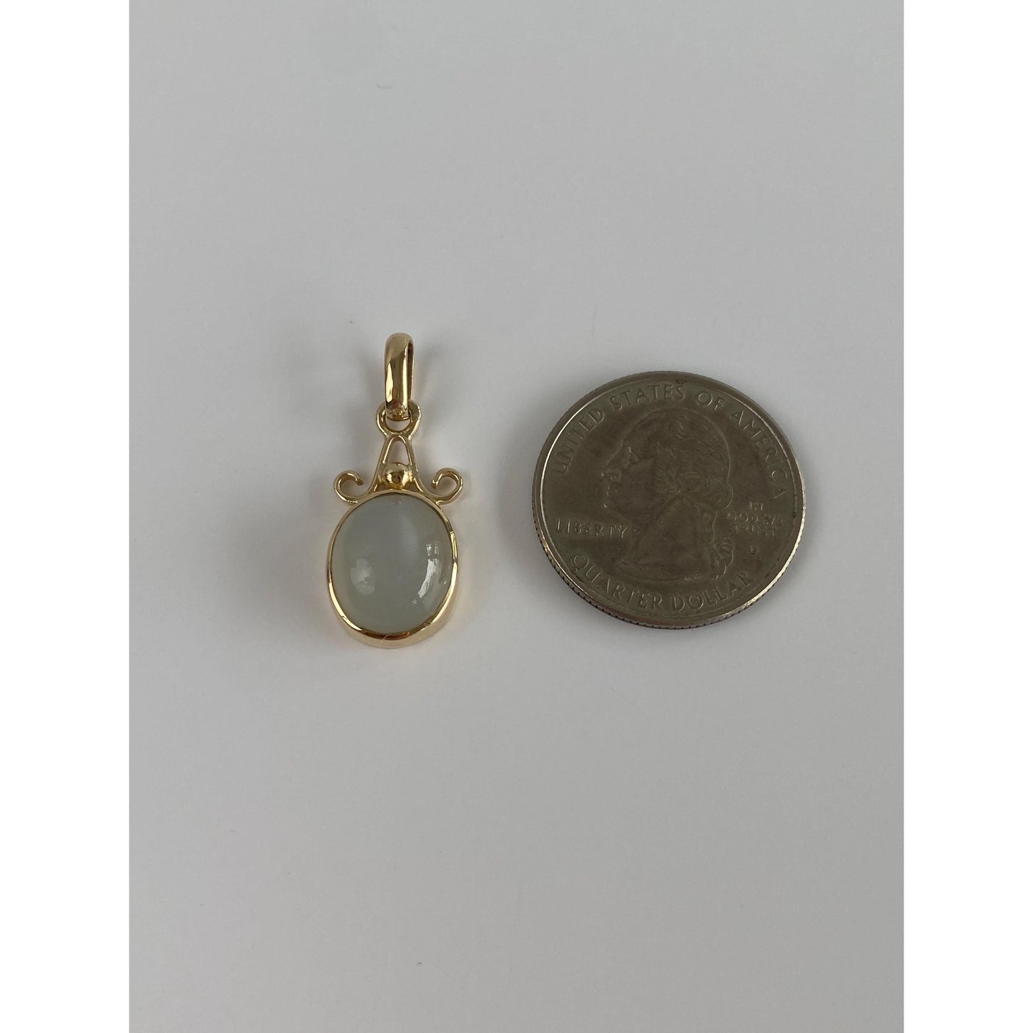Vintage Solid 14k Yellow Gold Moonstone Charm