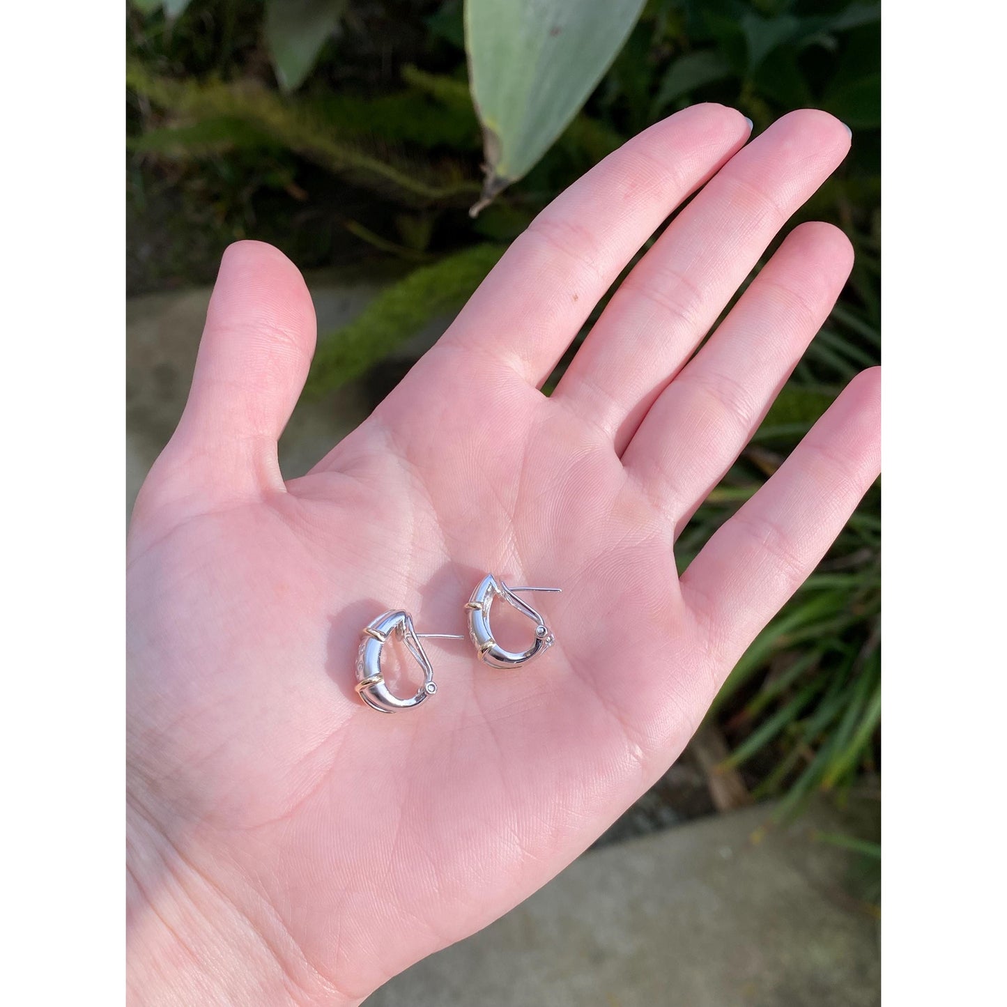 Vintage Solid 14k White & Yellow Gold Diamond Dotted Drop Earrings