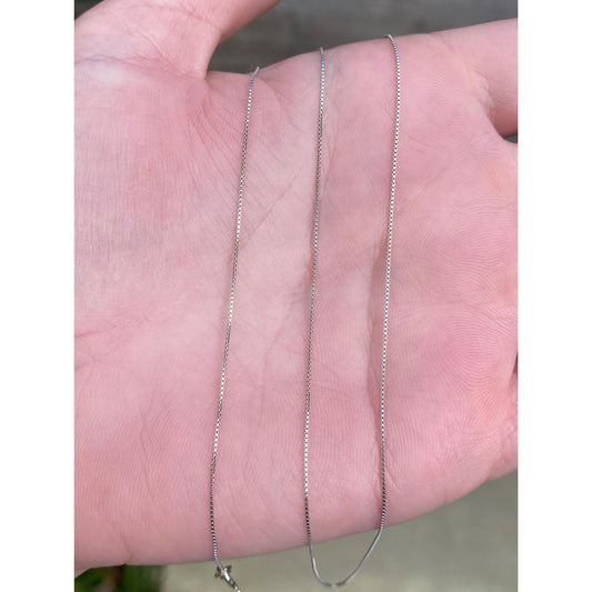 Solid 10k White Gold Dainty Box Chain Necklace - 18.75 inches