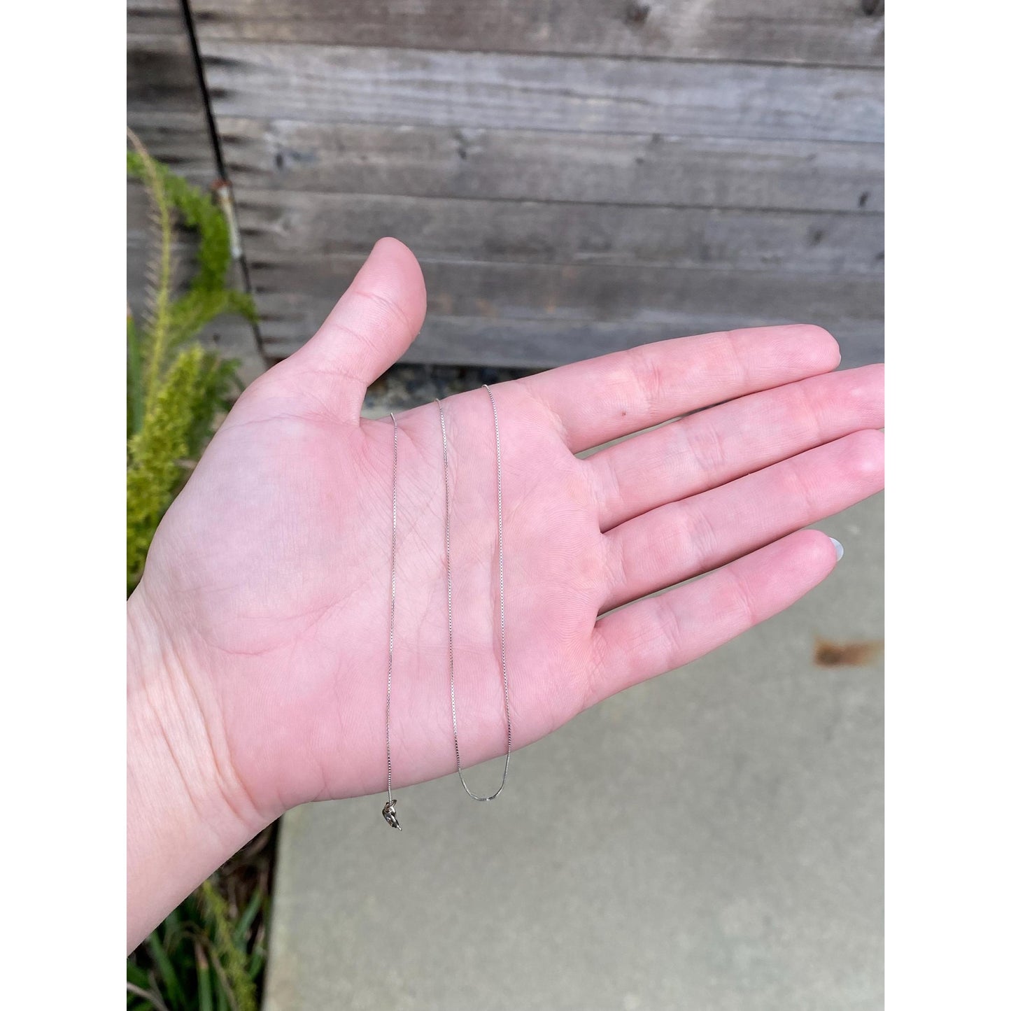 Solid 10k White Gold Dainty Box Chain Necklace - 18.75 inches