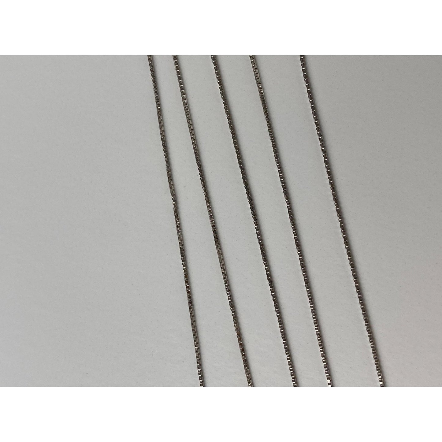 Solid 10k White Gold Dainty Box Chain Necklace - 18.75 inches