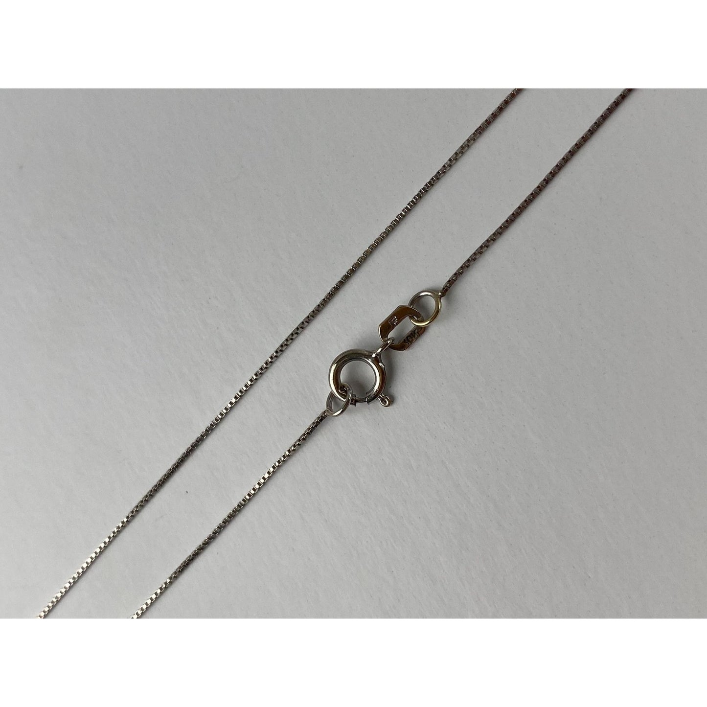 Solid 10k White Gold Dainty Box Chain Necklace - 18.75 inches